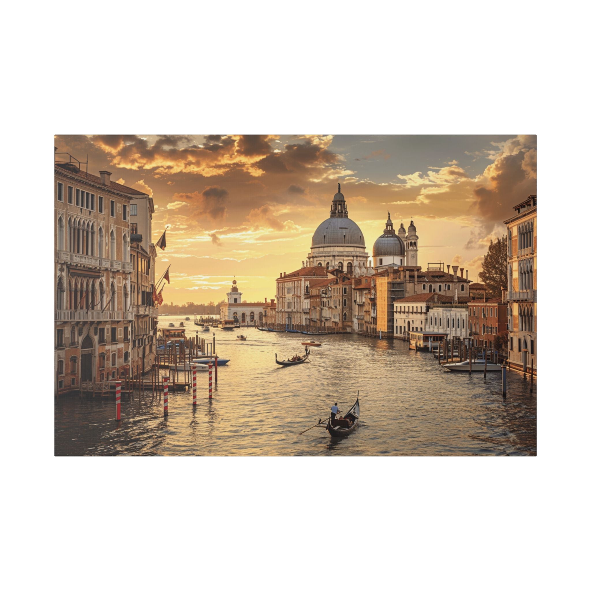 Venice Sunset Canal Canvas Print — Romantic Italian Cityscape Wall Art