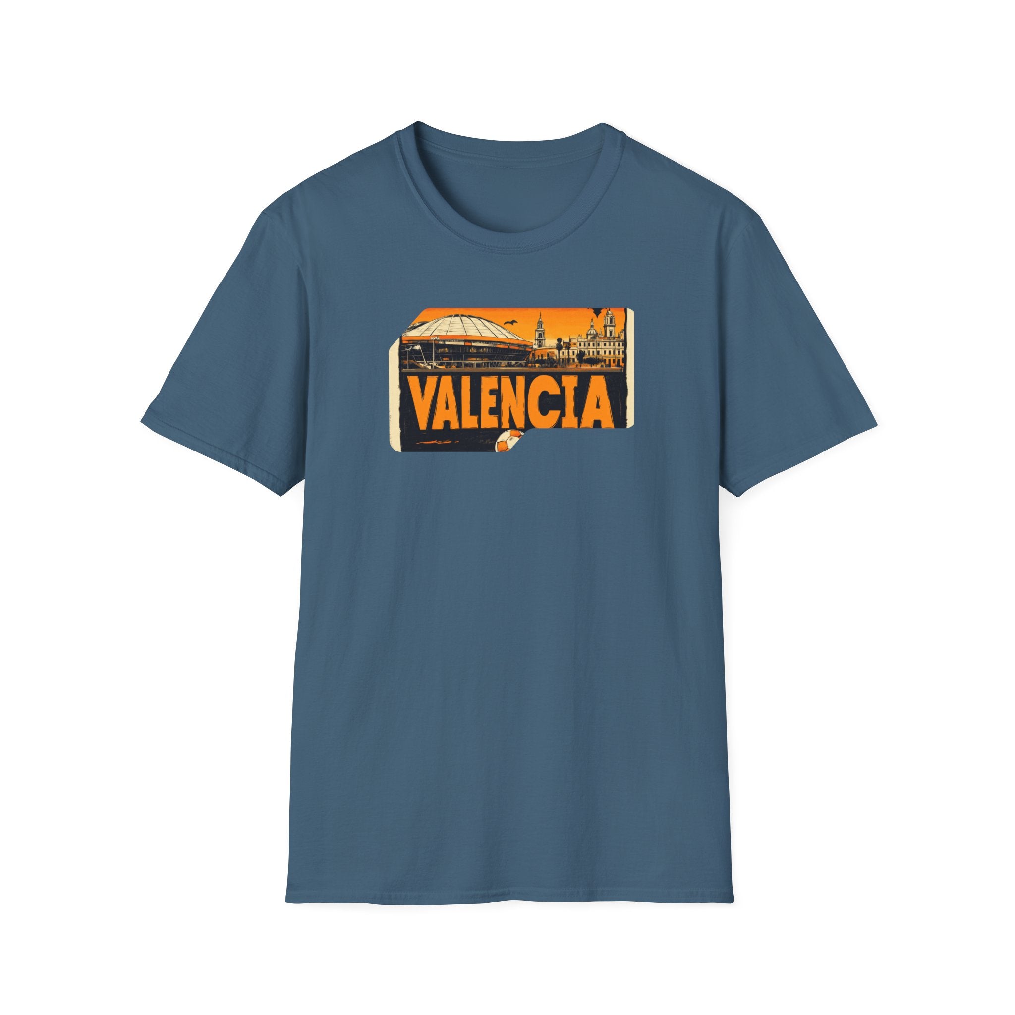 Valencia postcard skyline T-Shirt | Retro cityscape, orange sunset