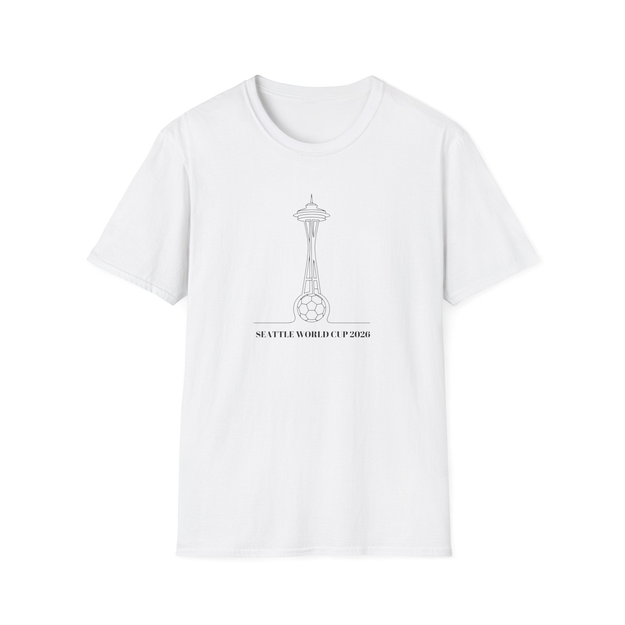 Seattle Space Needle Sketch T-Shirt — Minimalist 'Seattle World Cup 2026' Souvenir Tee