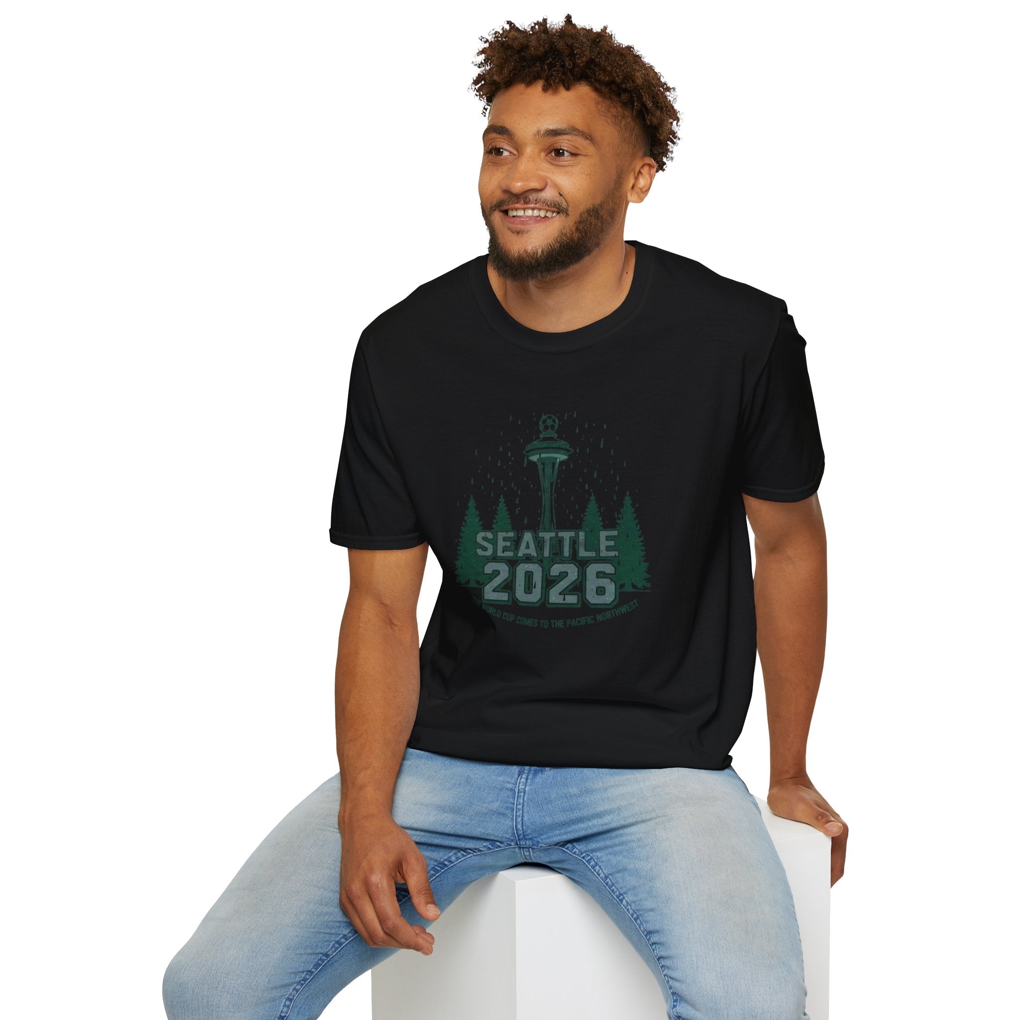 Seattle 2026 Souvenir T-Shirt — Space Needle & Pine Trees Travel Tee