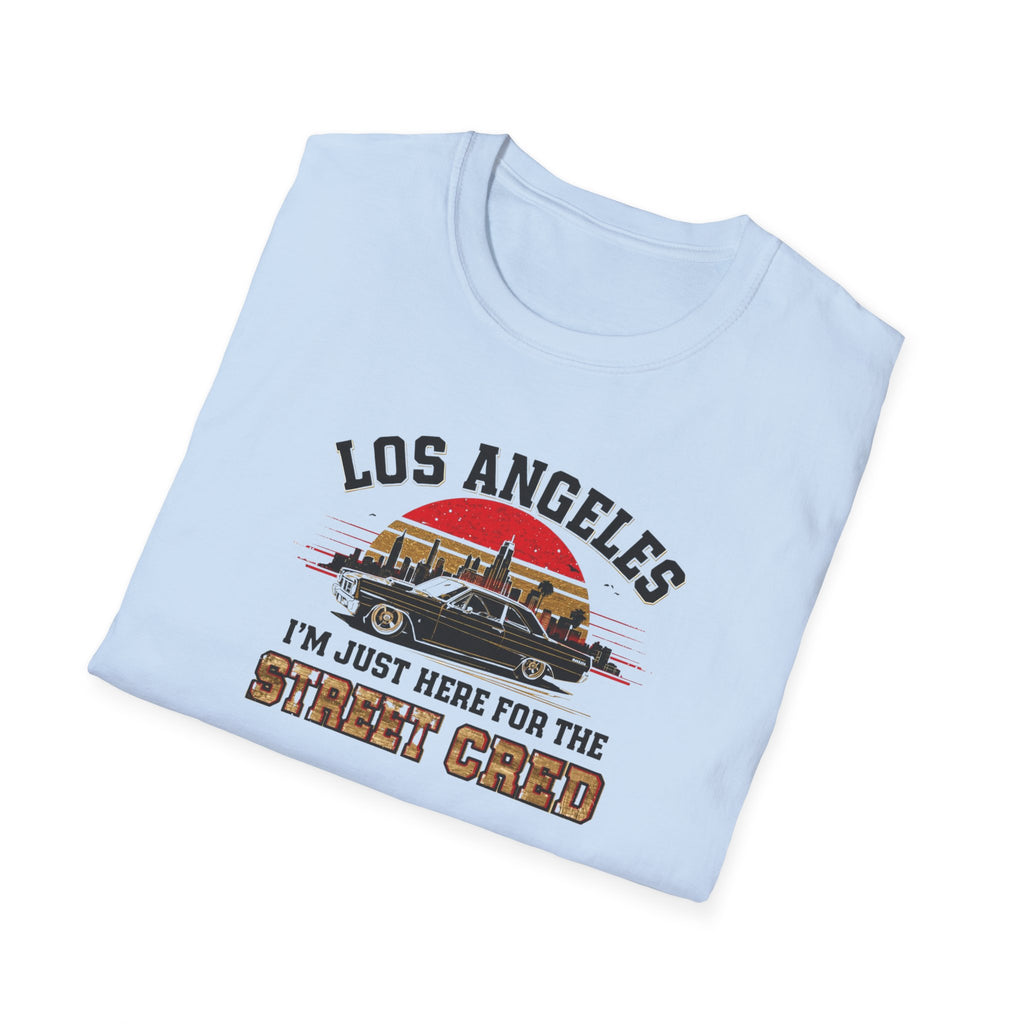 Los Angeles Vintage Sunset T-Shirt — "I’m Just Here for the Street Cred" Car Graphic