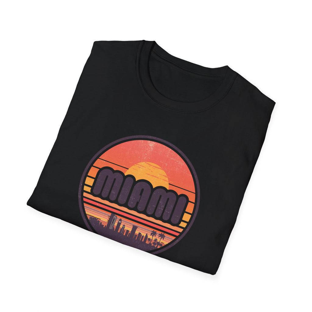 Miami Sunset T-Shirt — Retro Beach Skyline Tee