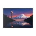 Seattle Sunset Canvas Print — Mount Rainier & Space Needle Reflection Wall Art