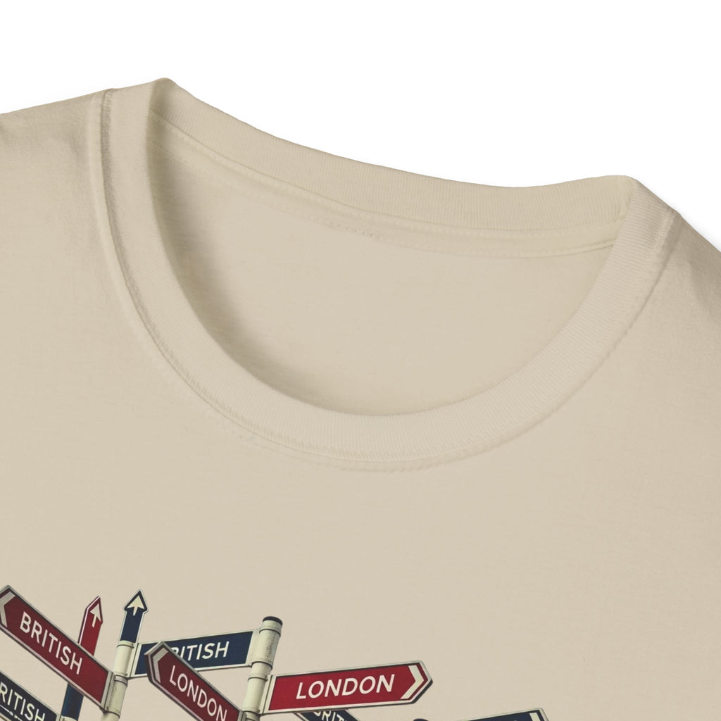 London Street Signs T-Shirt — Vintage Union Jack Directional Graphic