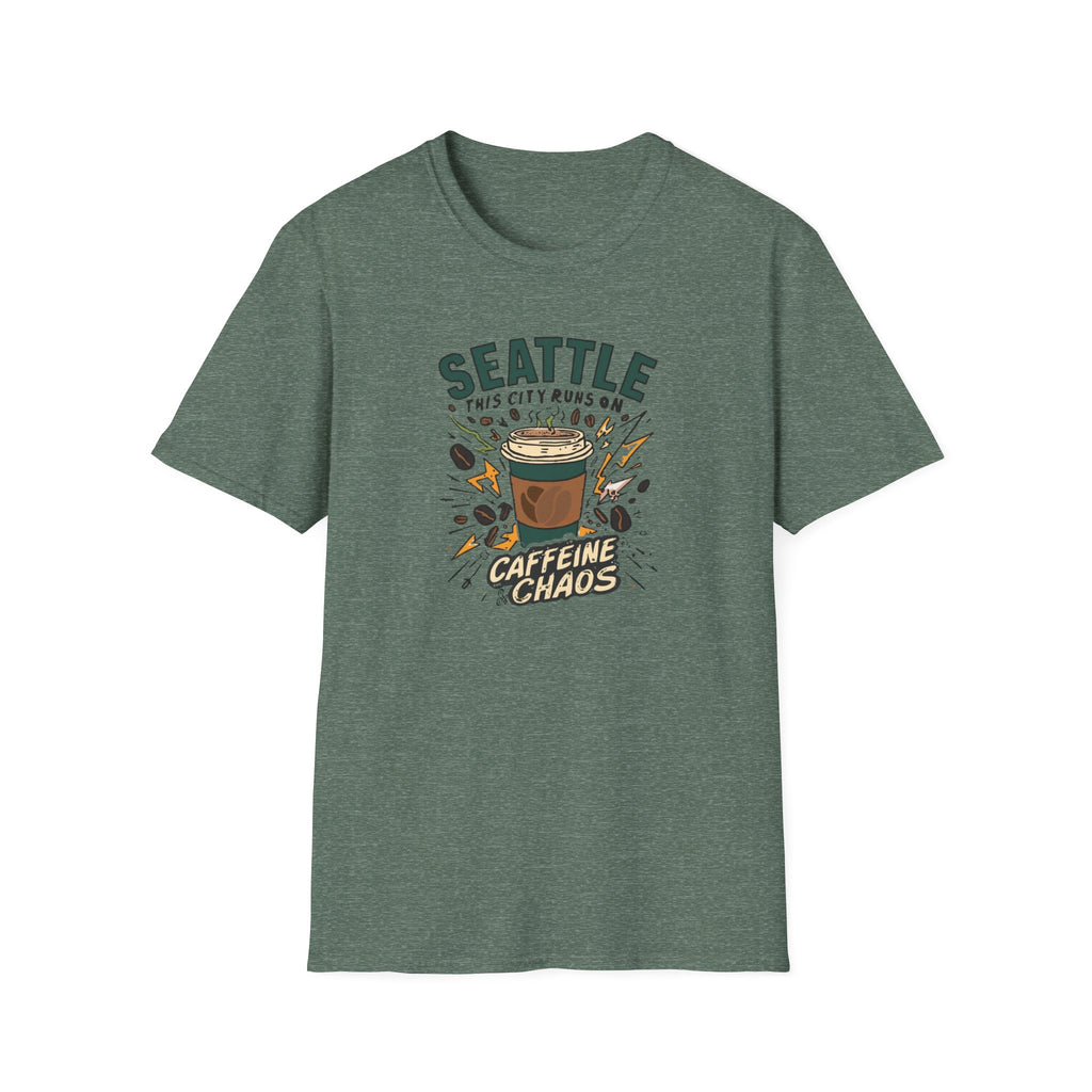 Seattle Caffeine Chaos T-Shirt – This City Runs on Coffee Graphic Tee