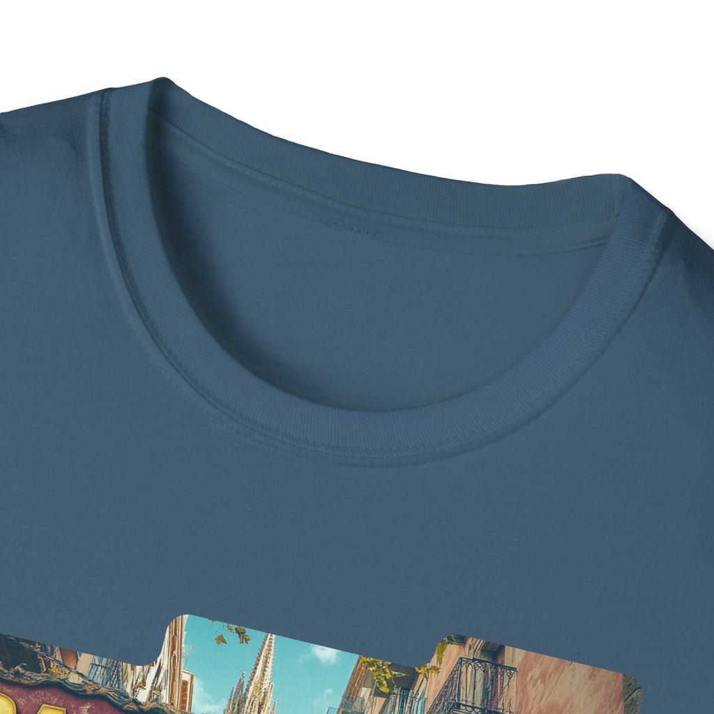 Barcelona Cityscape T-Shirt | Vintage Sign Travel Tee