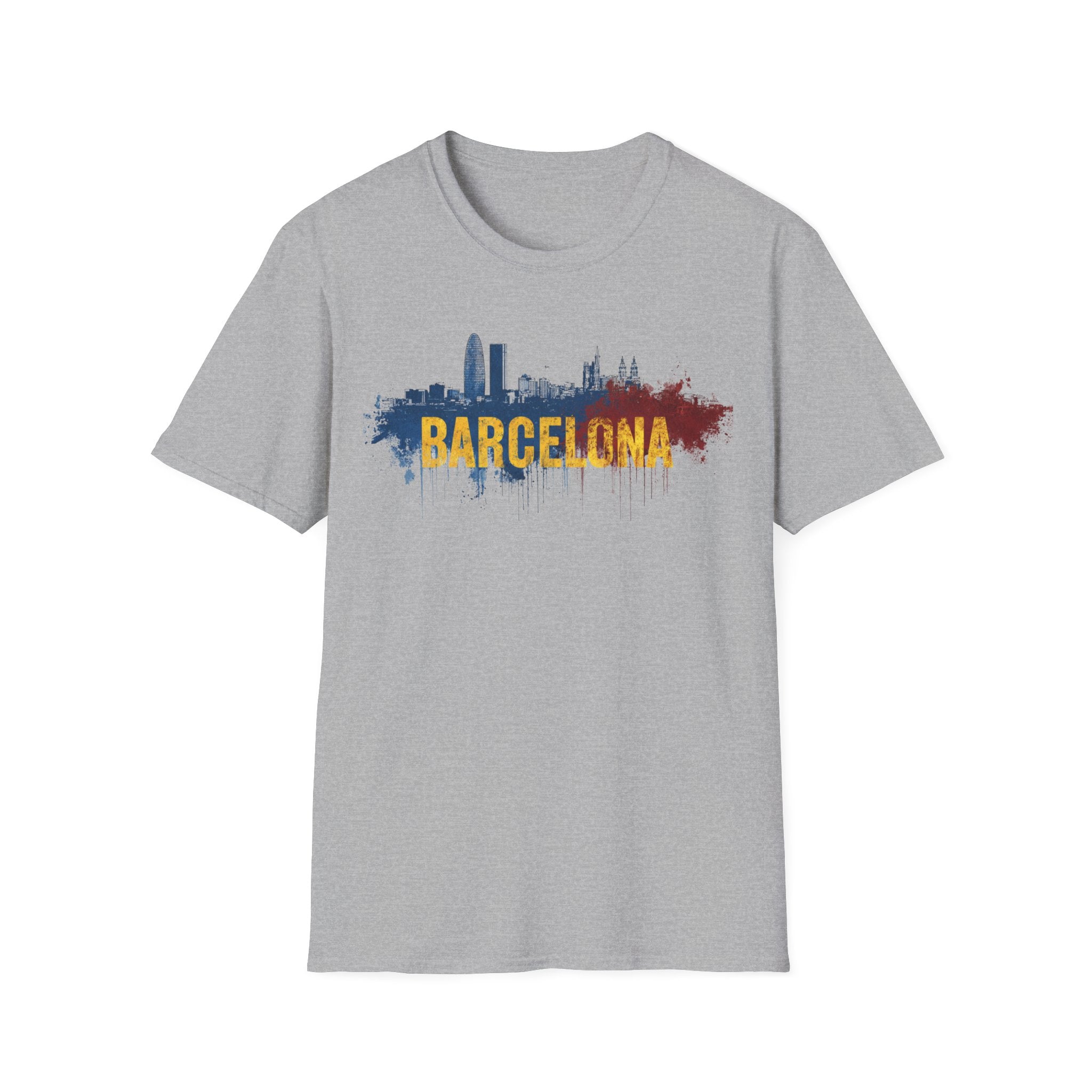 Barcelona skyline paint splash T-Shirt | Spanish city travel tee