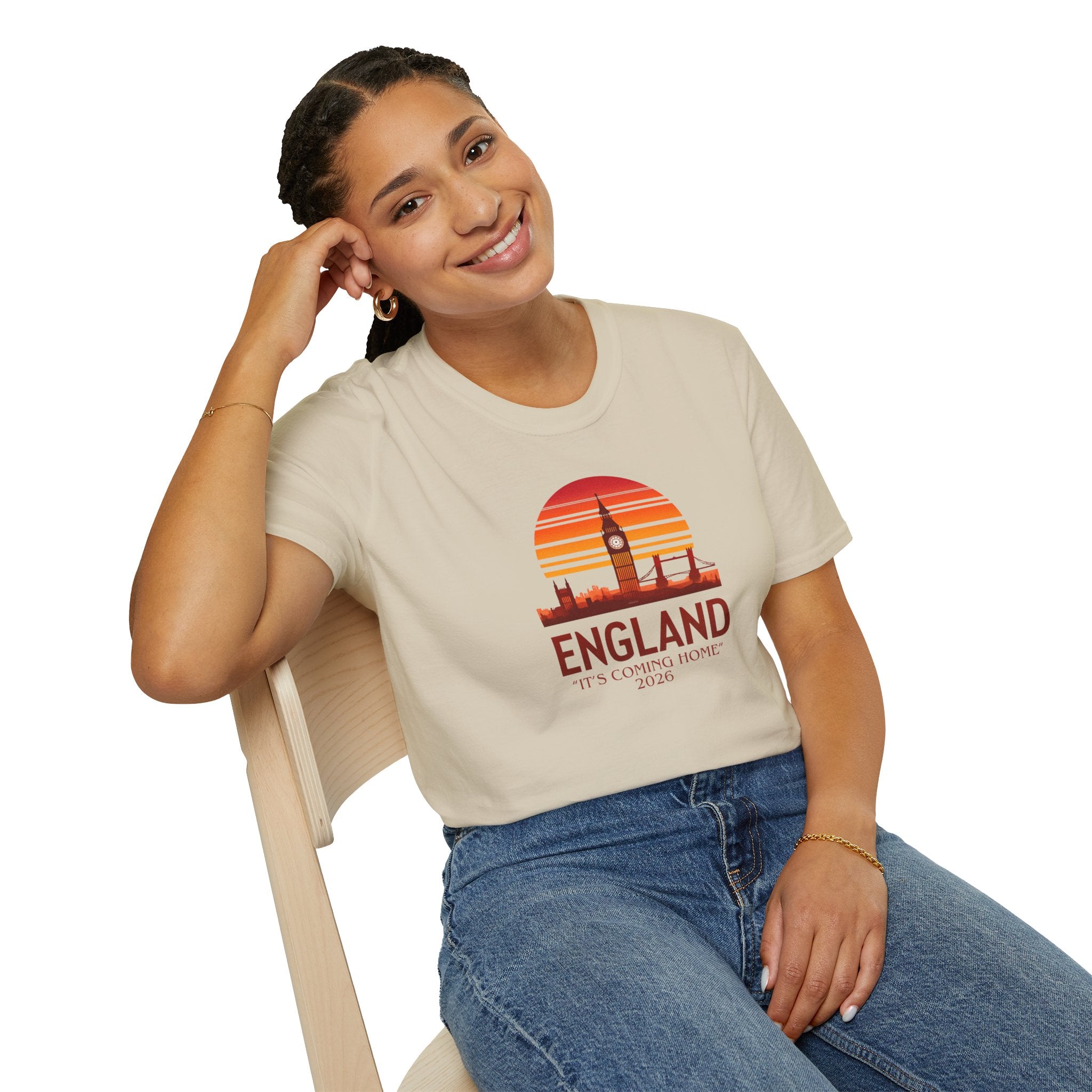England Skyline World Cup 2026 T‑Shirt — "England It's Coming Home" Retro Sunset Tee