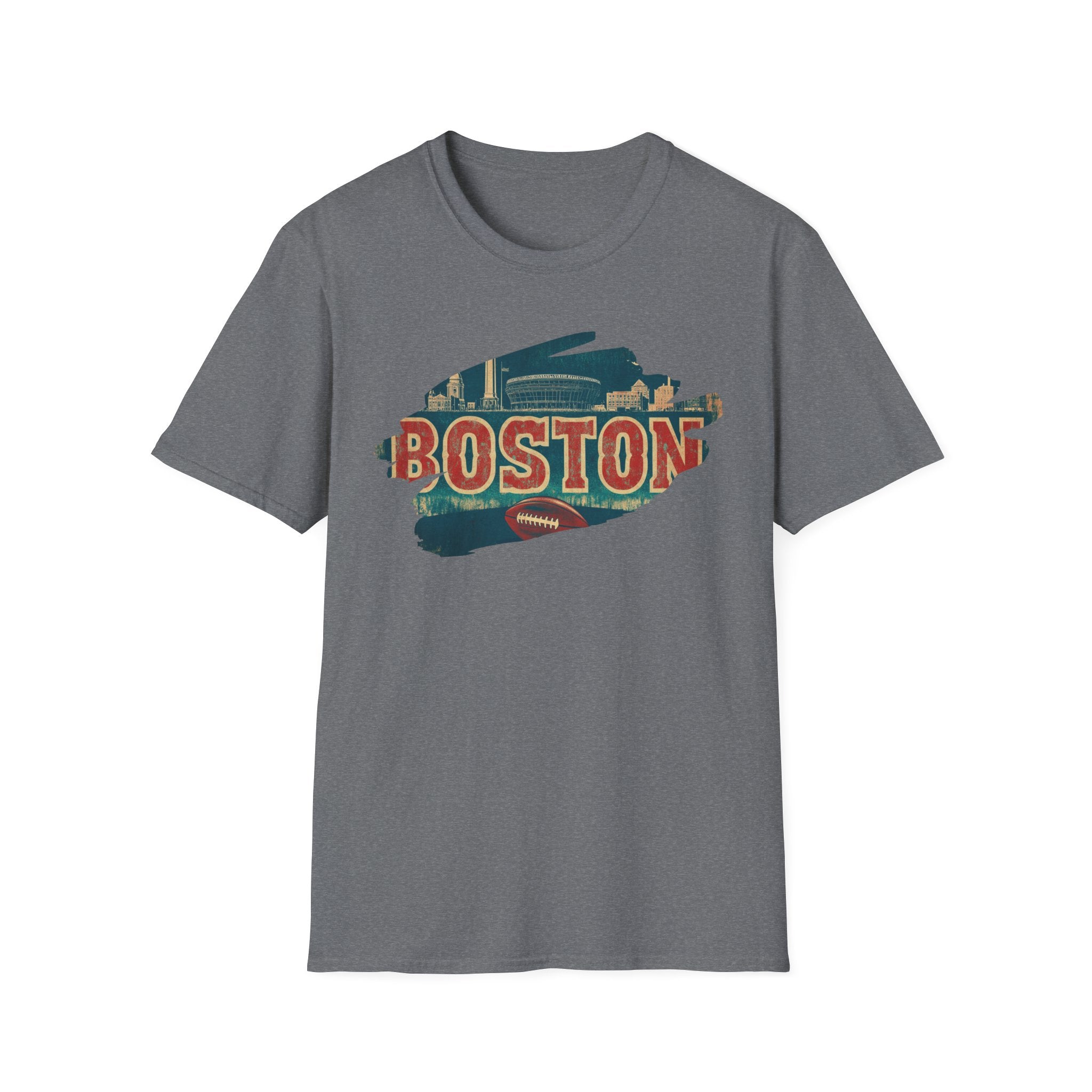 Boston Retro Brushstroke T-Shirt | City Skyline, Vintage Text