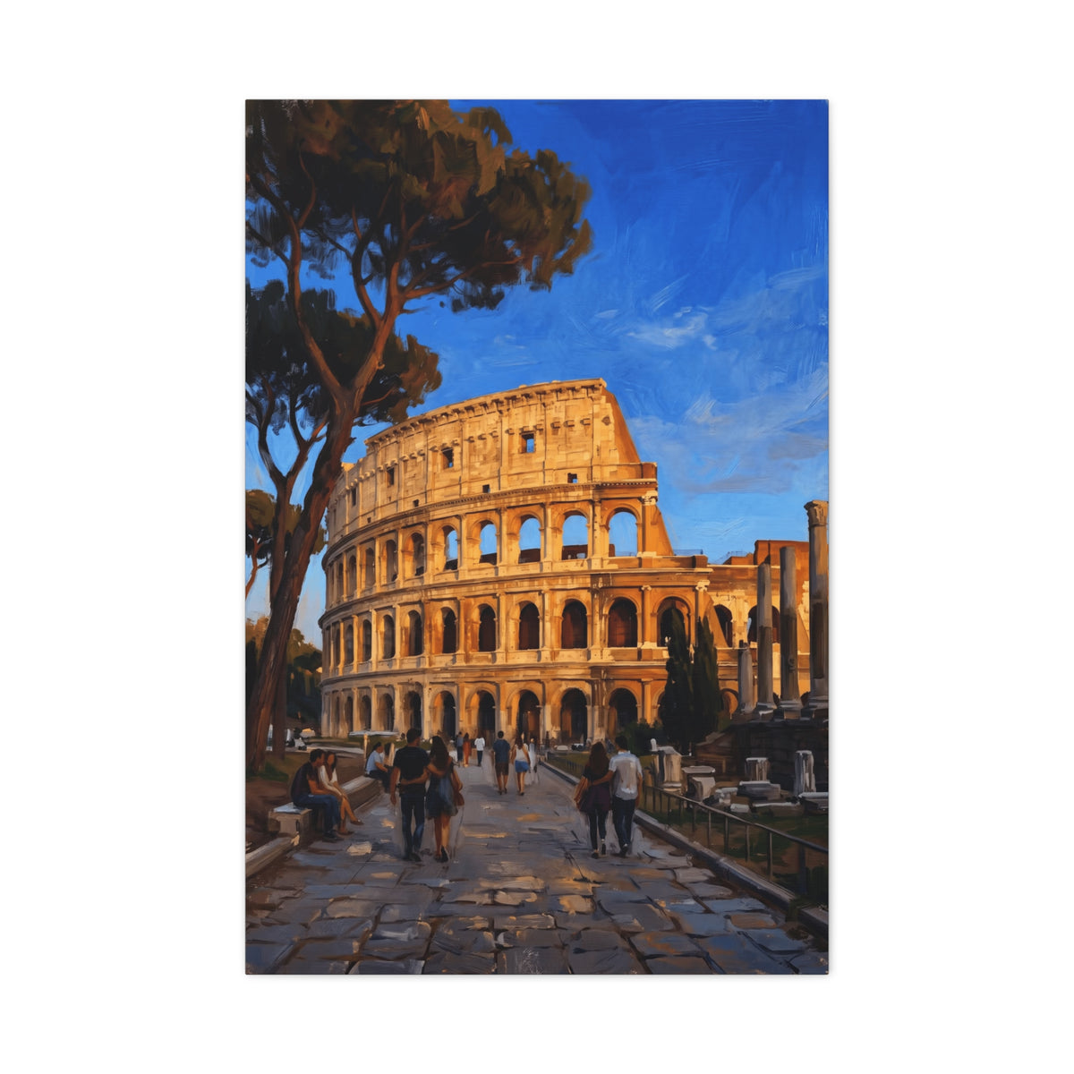 Colosseum Sunset Stretched Canvas — Roman Landmark Wall Art