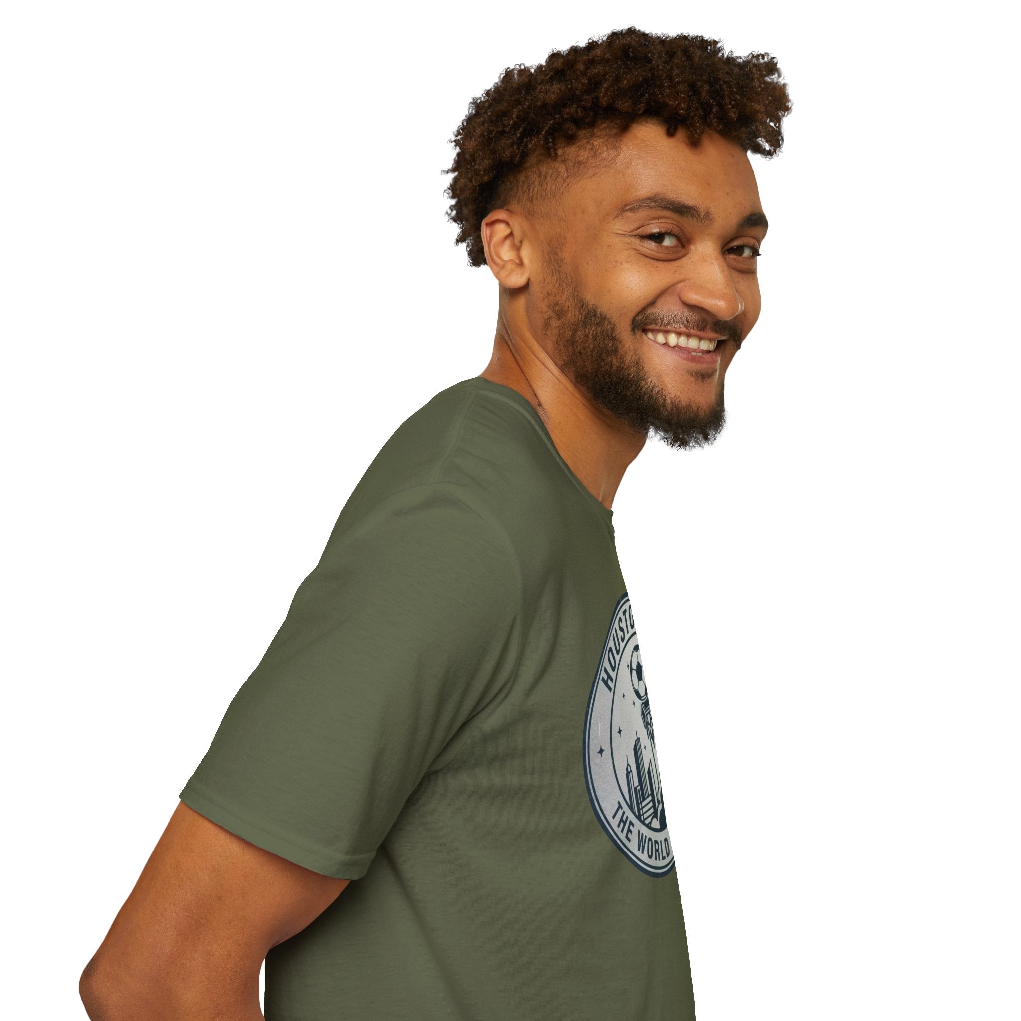 Houston 2026 Soccer Tee — "The World Has Landed" City Crest