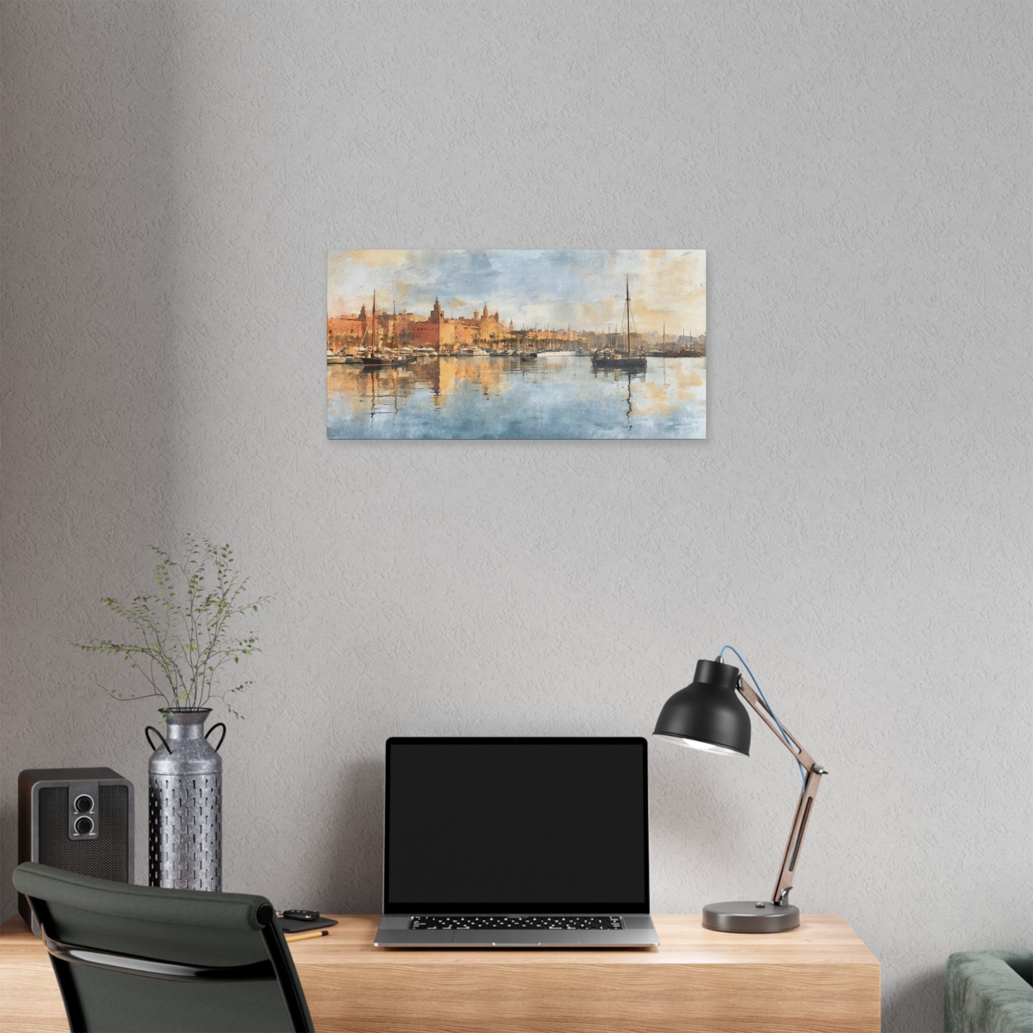 Barcelona Harbor Sunrise Canvas