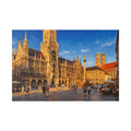 Munich Marienplatz Canvas Wall Art – European Cityscape Stretched Canvas