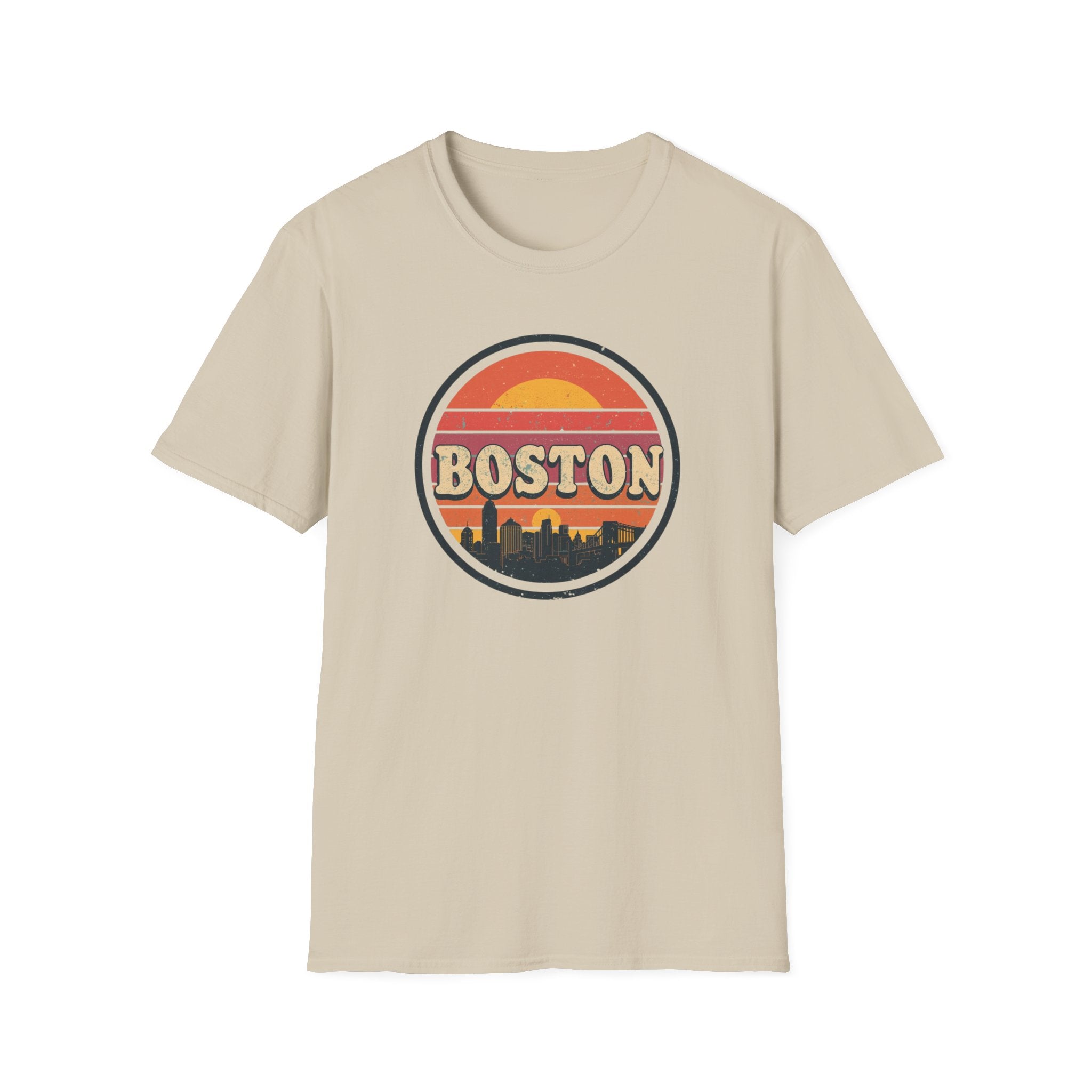 Boston Sunset Skyline T-Shirt — Vintage Retro City Tee
