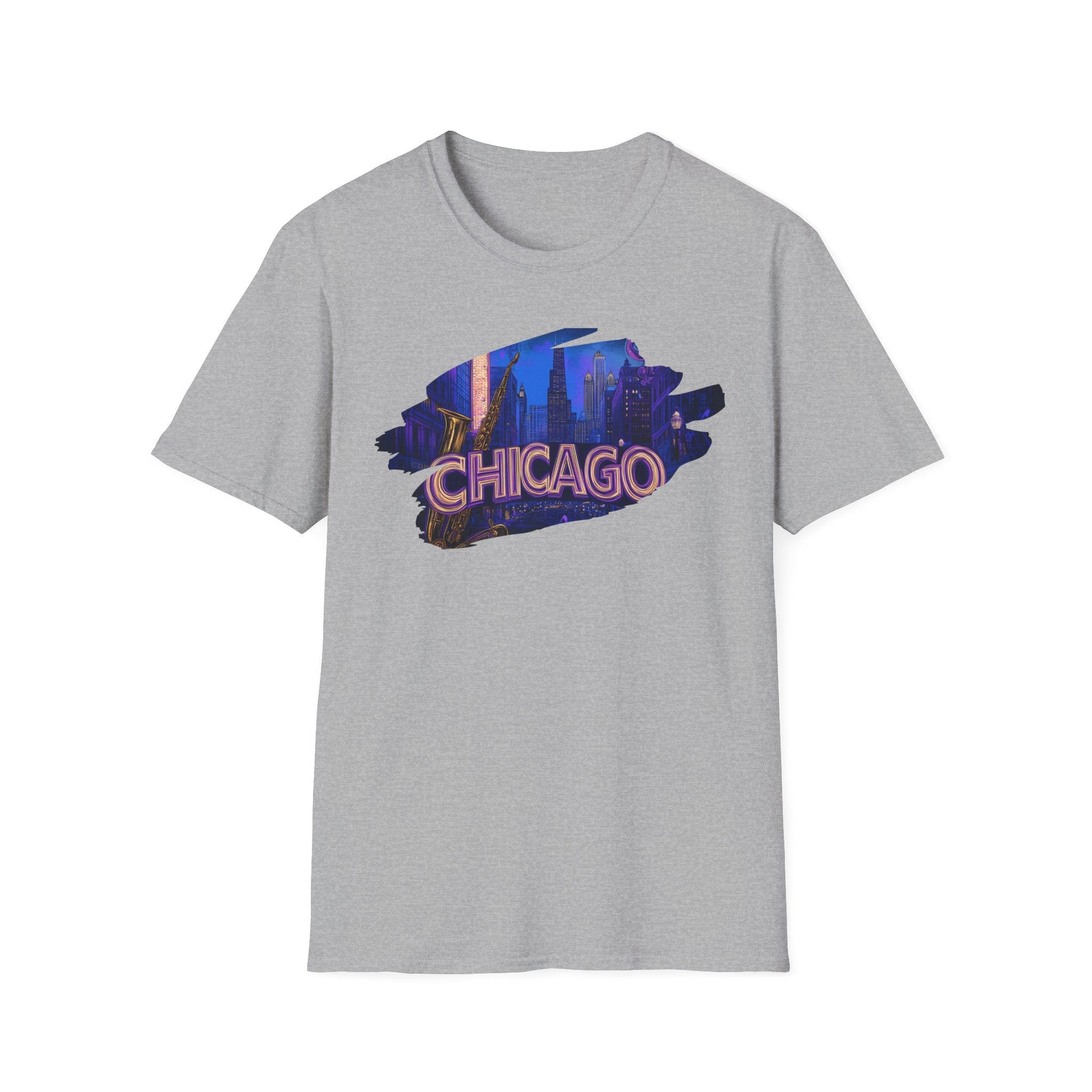 Chicago Neon Skyline T-Shirt | Cityscape Night Design