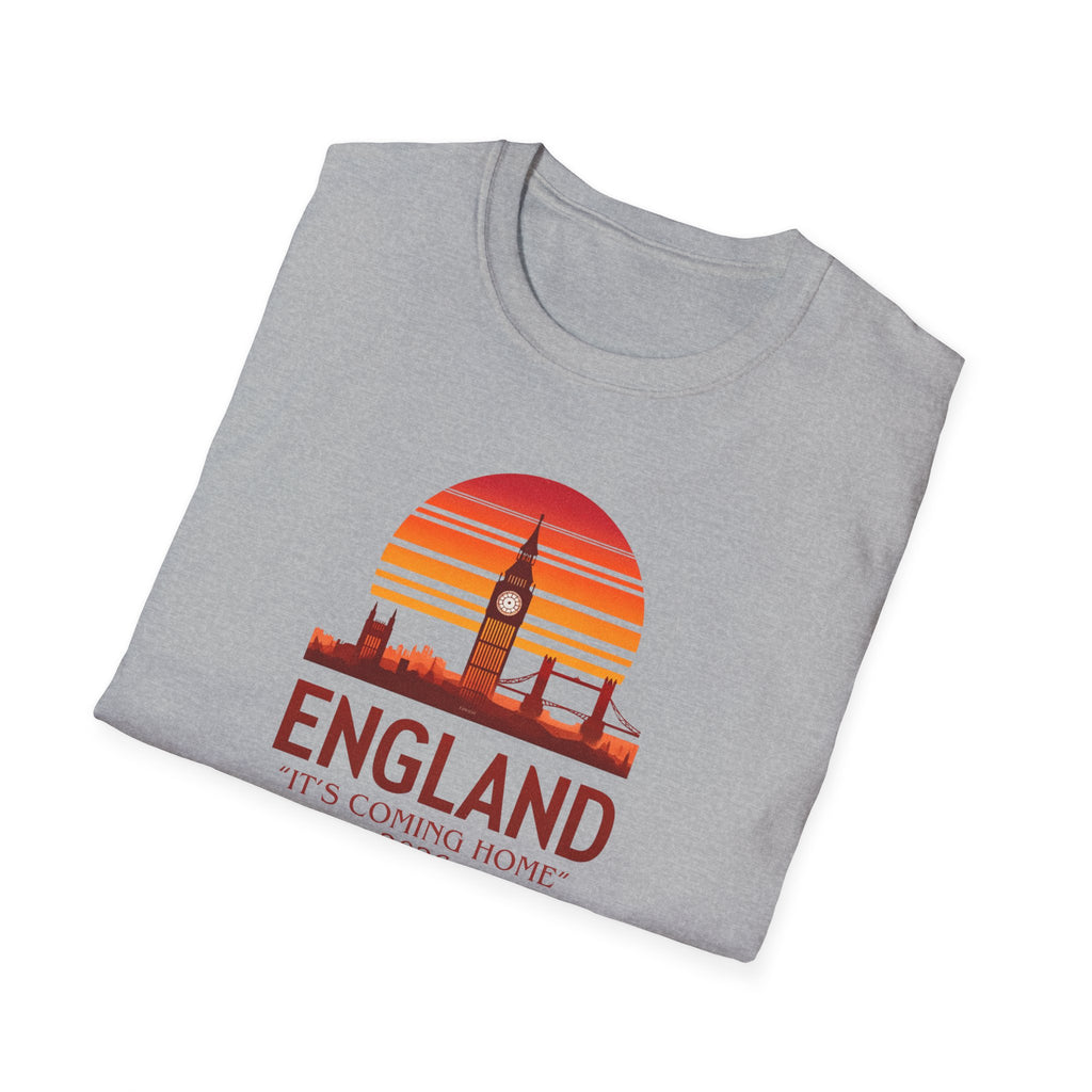 England Skyline World Cup 2026 T‑Shirt — "England It's Coming Home" Retro Sunset Tee