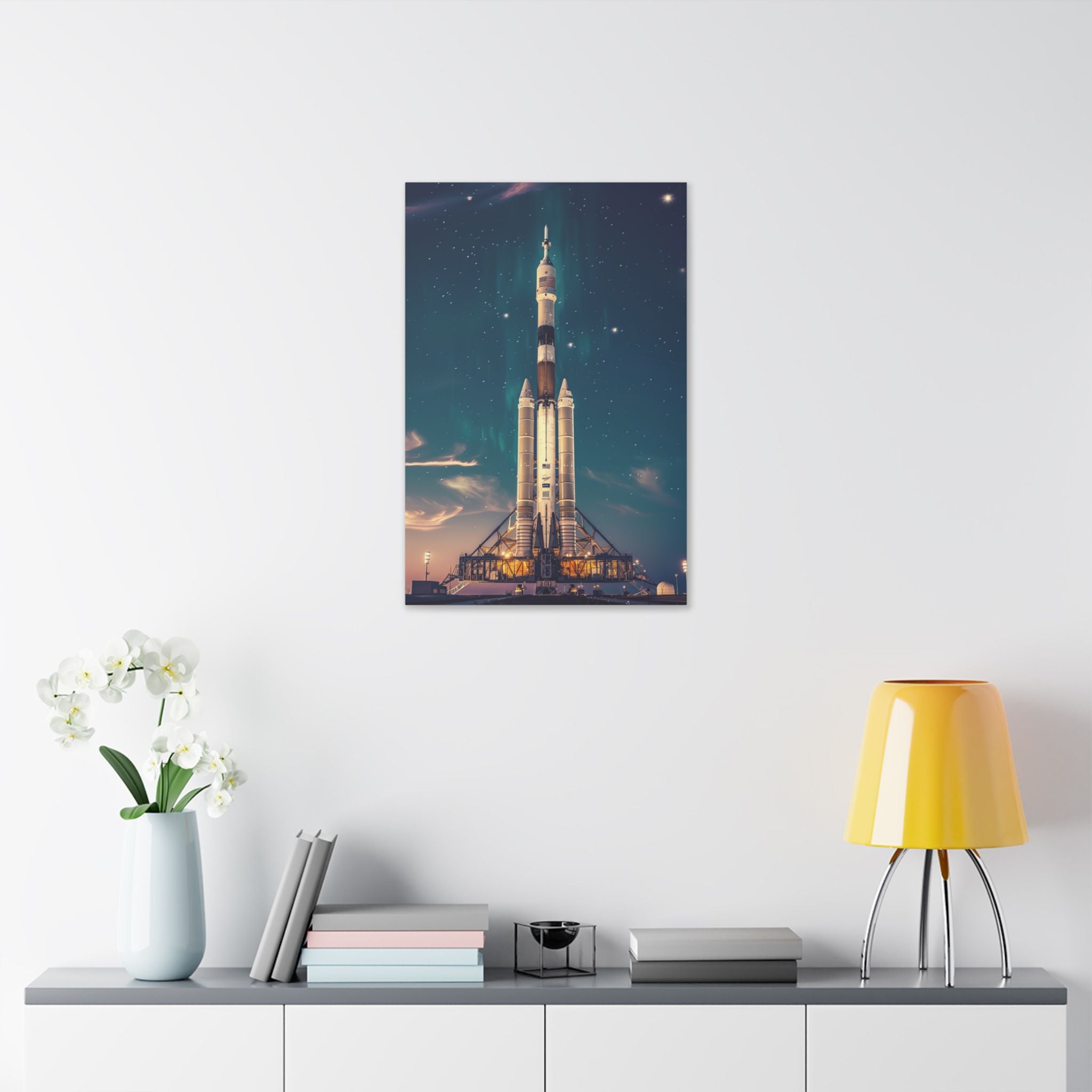 NASA Space Centre - Space Rocket Canvas Print — Vintage Saturn Launch Wall Art