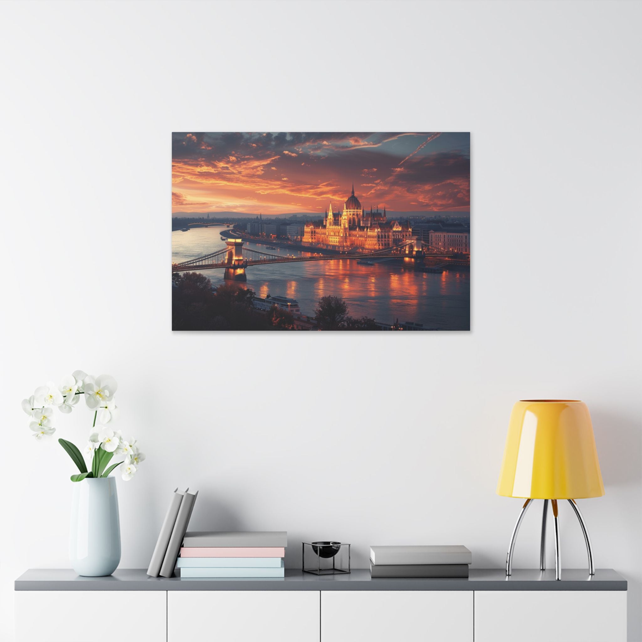 Budapest Parliament at Sunset — Classic Stretched Canvas Wall Art