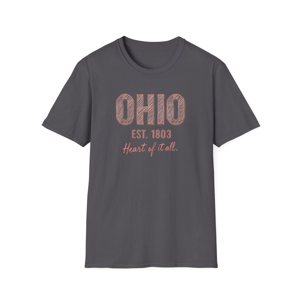 Ohio Heart of It All T-Shirt — Vintage State Pride Tee