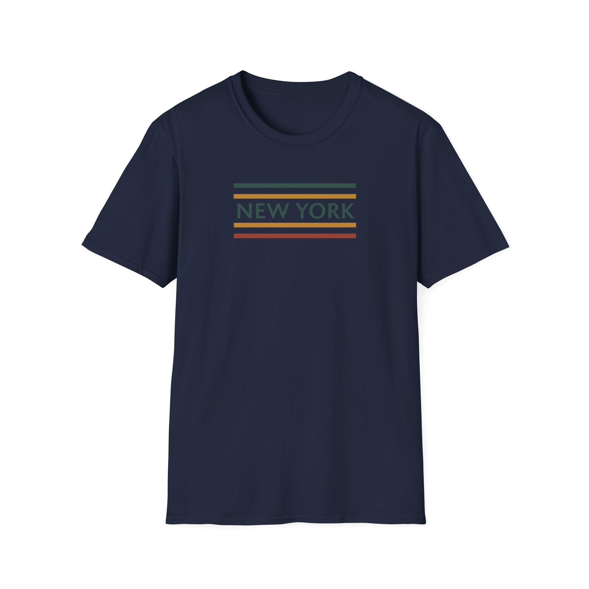 New York Striped Logo T-Shirt | Retro Lines City Design