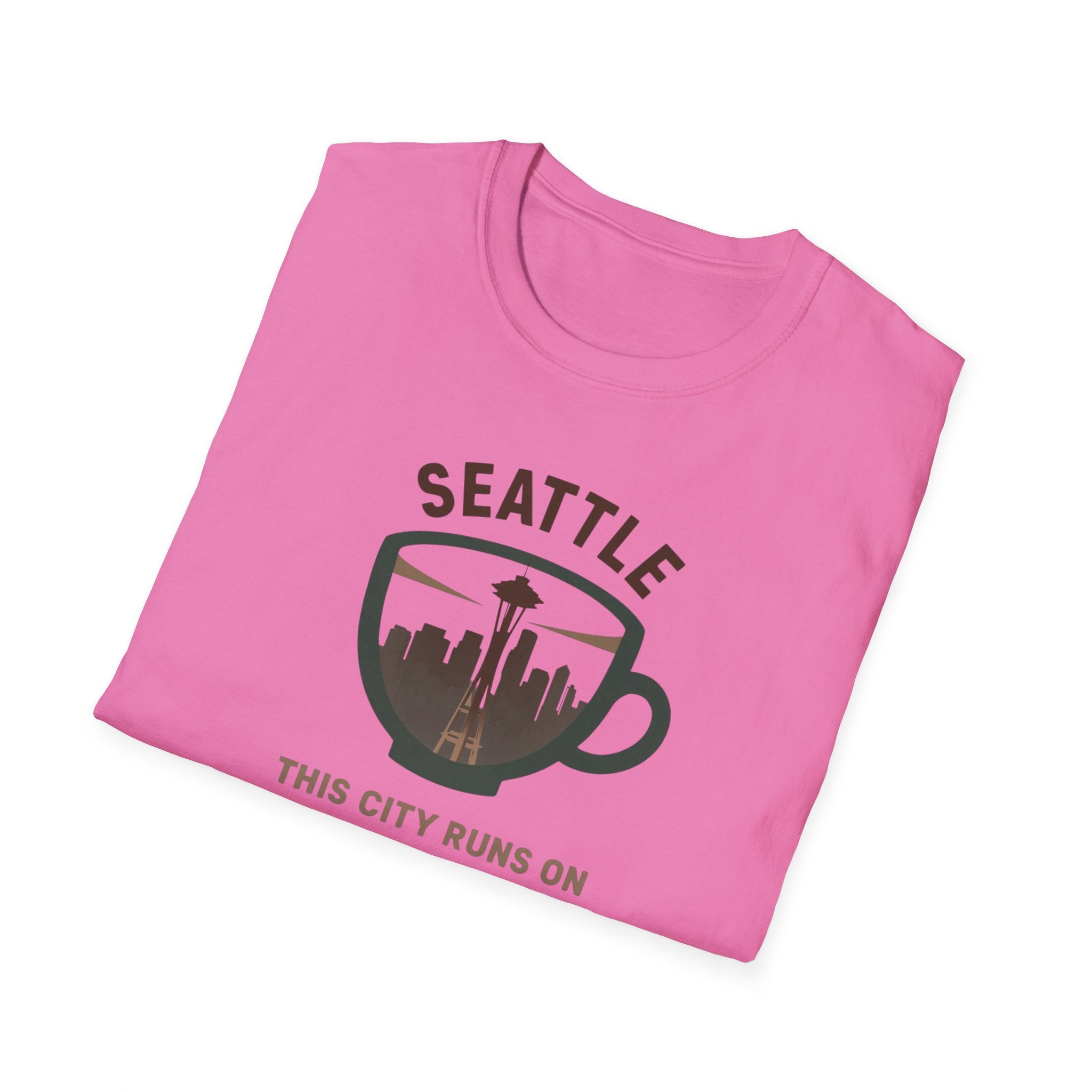 Seattle Coffee City T-Shirt — "This City Runs on Caffeine and Chaos"