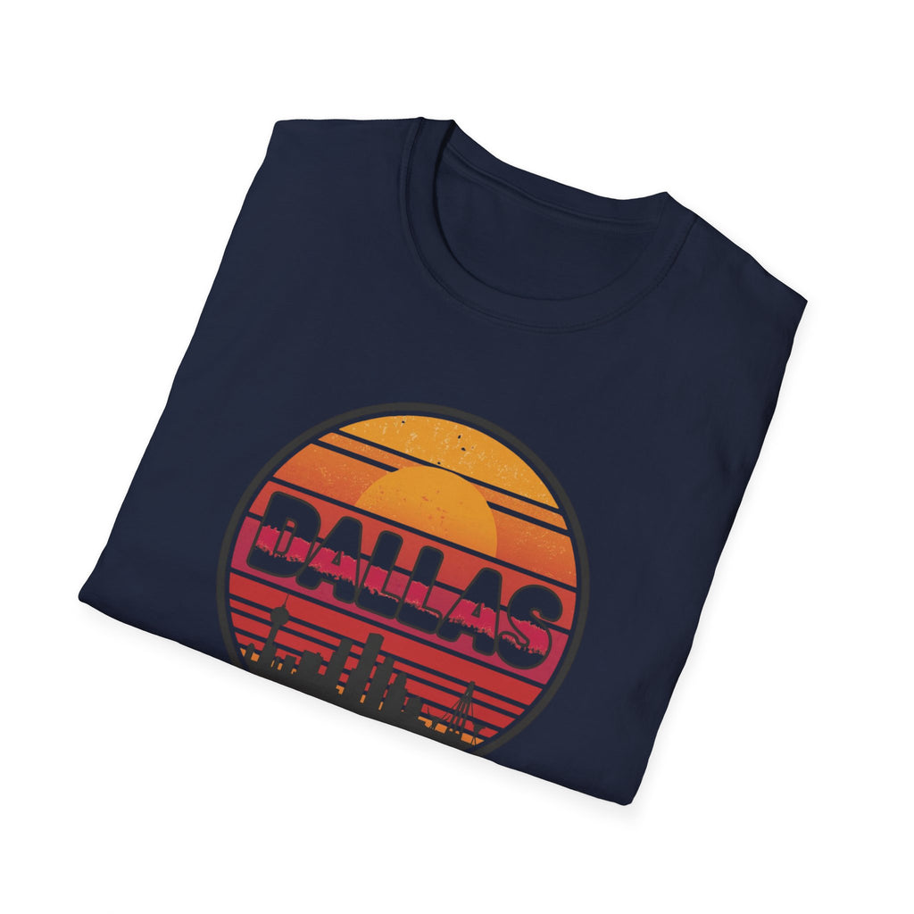 Dallas Sunset Skyline T‑Shirt — Retro Cityscape Tee