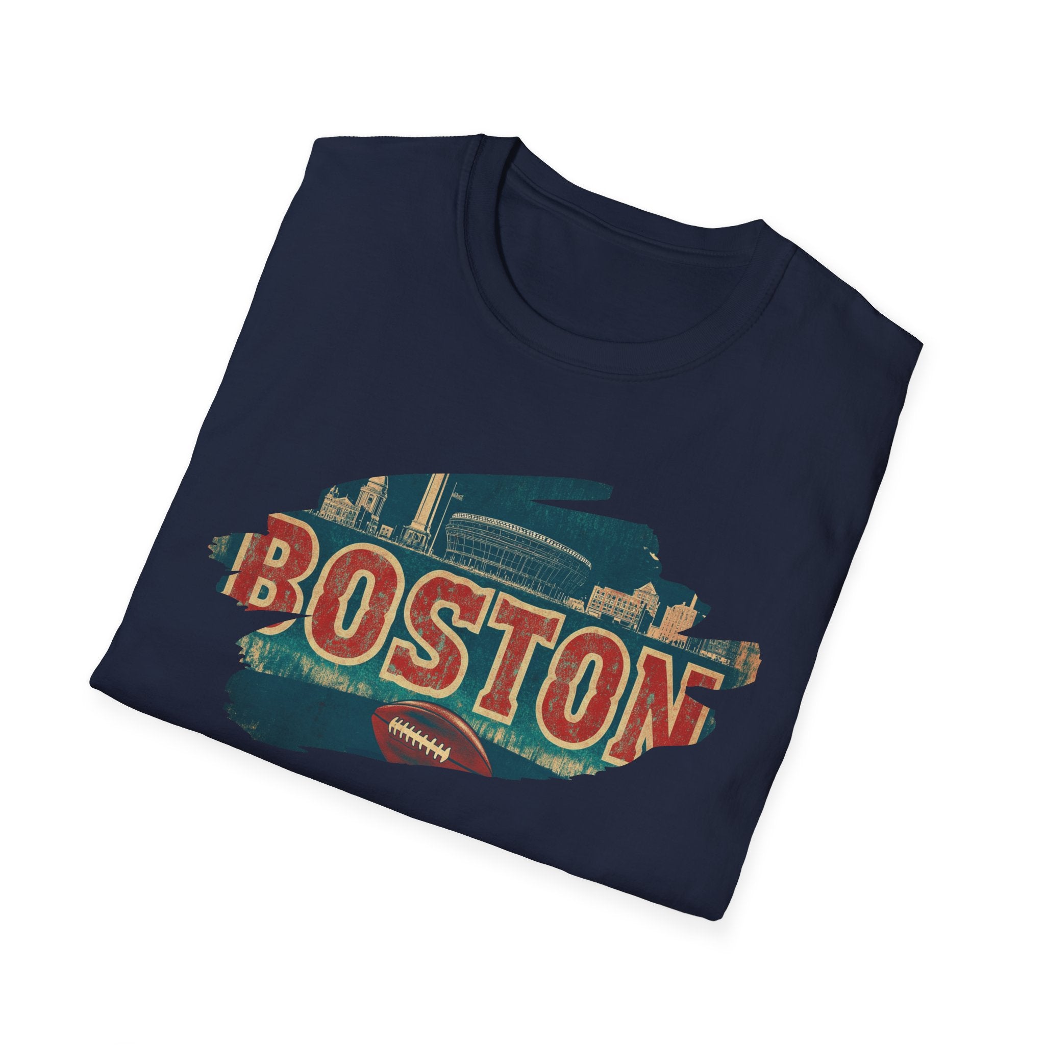 Boston Retro Brushstroke T-Shirt | City Skyline, Vintage Text