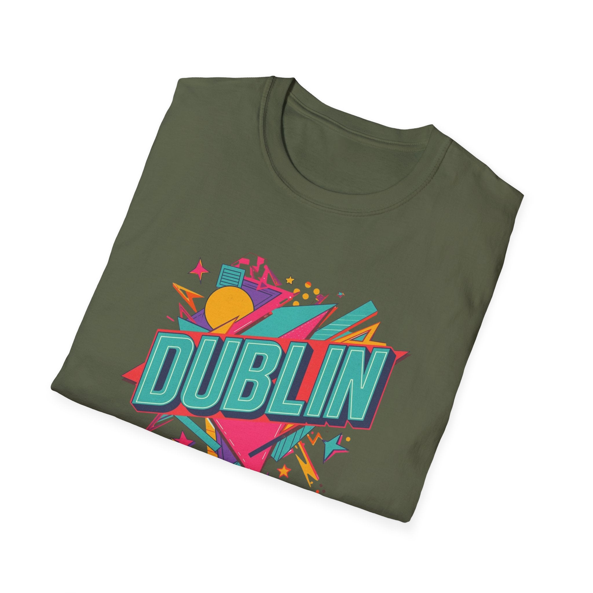Dublin Retro Graphic T-Shirt — Bright 80s Style City Souvenir