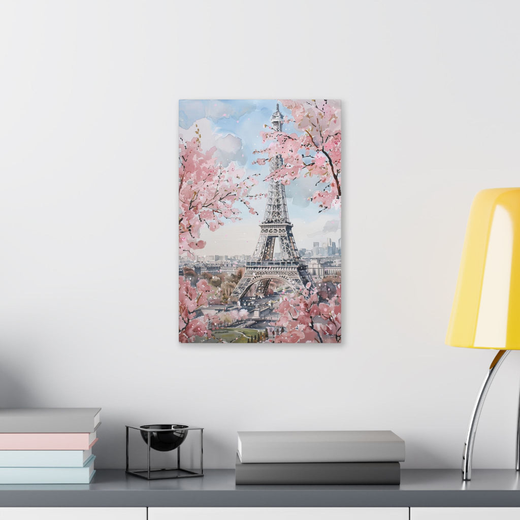 Eiffel Tower Cherry Blossom Canvas Print — Paris Wall Art