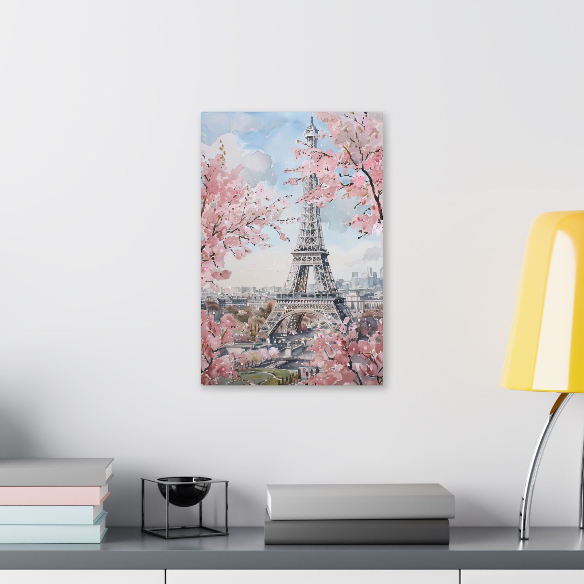 Eiffel Tower Cherry Blossom Canvas Print — Paris Wall Art