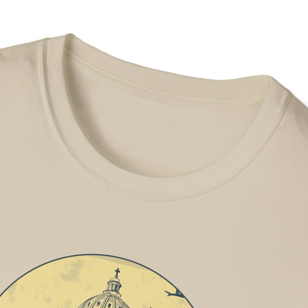 Rome skyline circle graphic T-Shirt | Vatican St. Peter dome vintage travel design