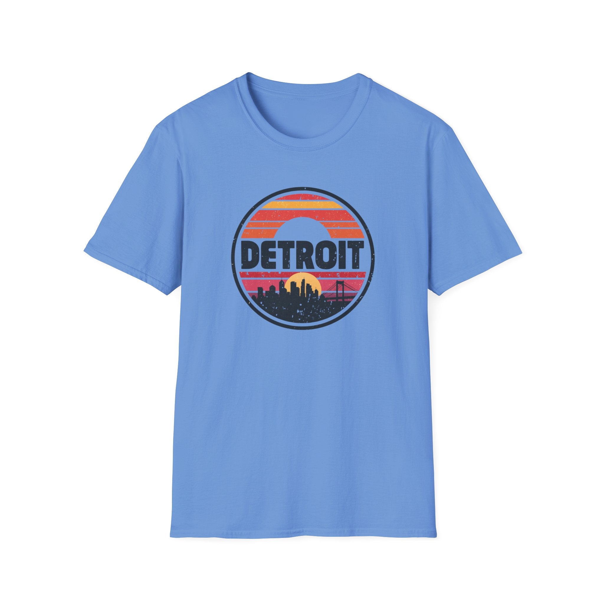 Detroit Skyline Retro Sunset T-Shirt