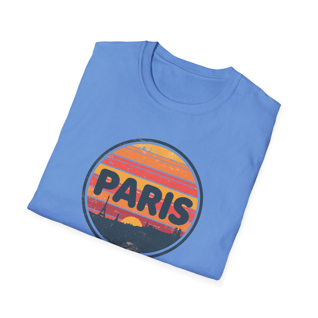 Paris Sunset T-Shirt — Retro Circular Skyline Tee