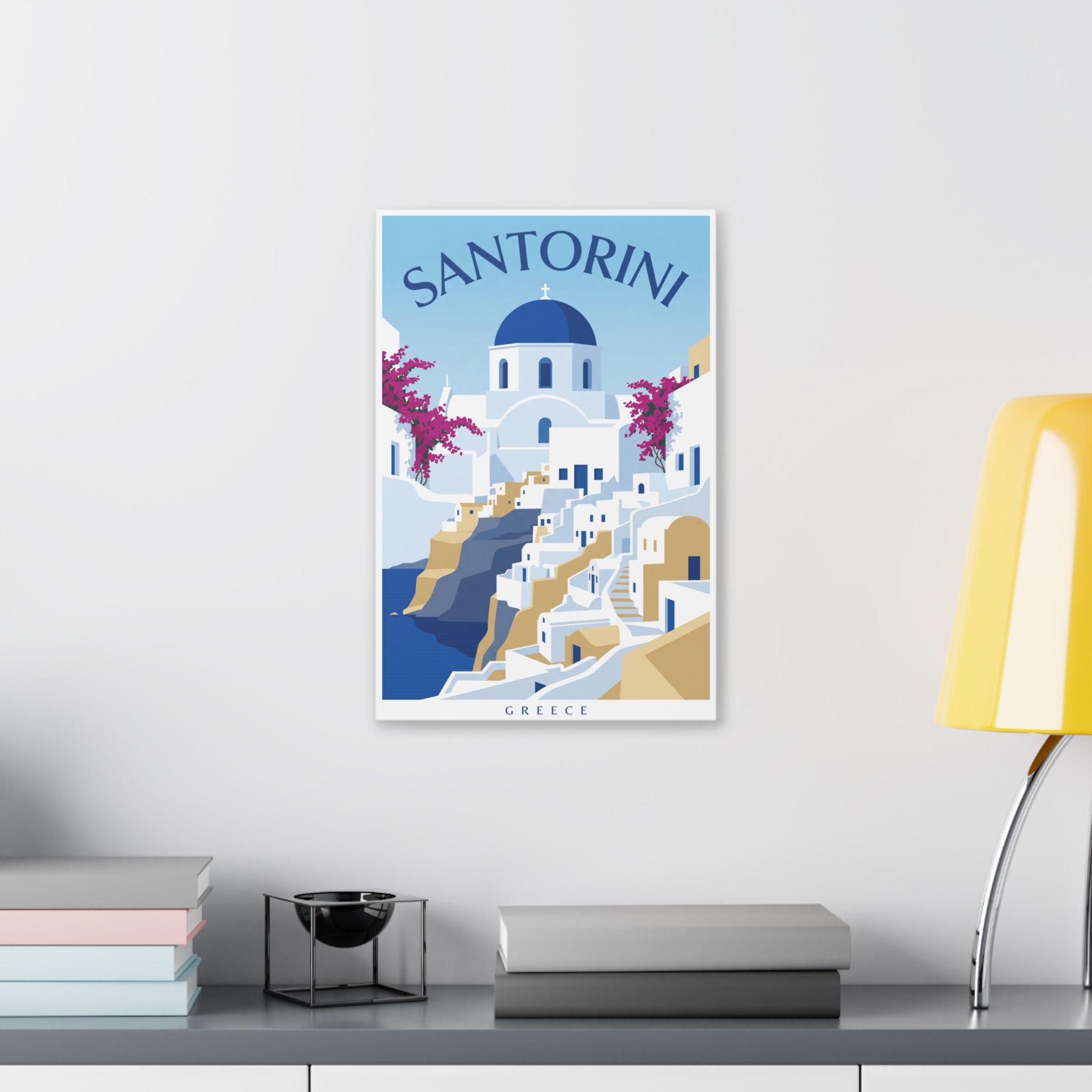 Santorini Greece Canvas Print — Blue Dome Travel Wall Art