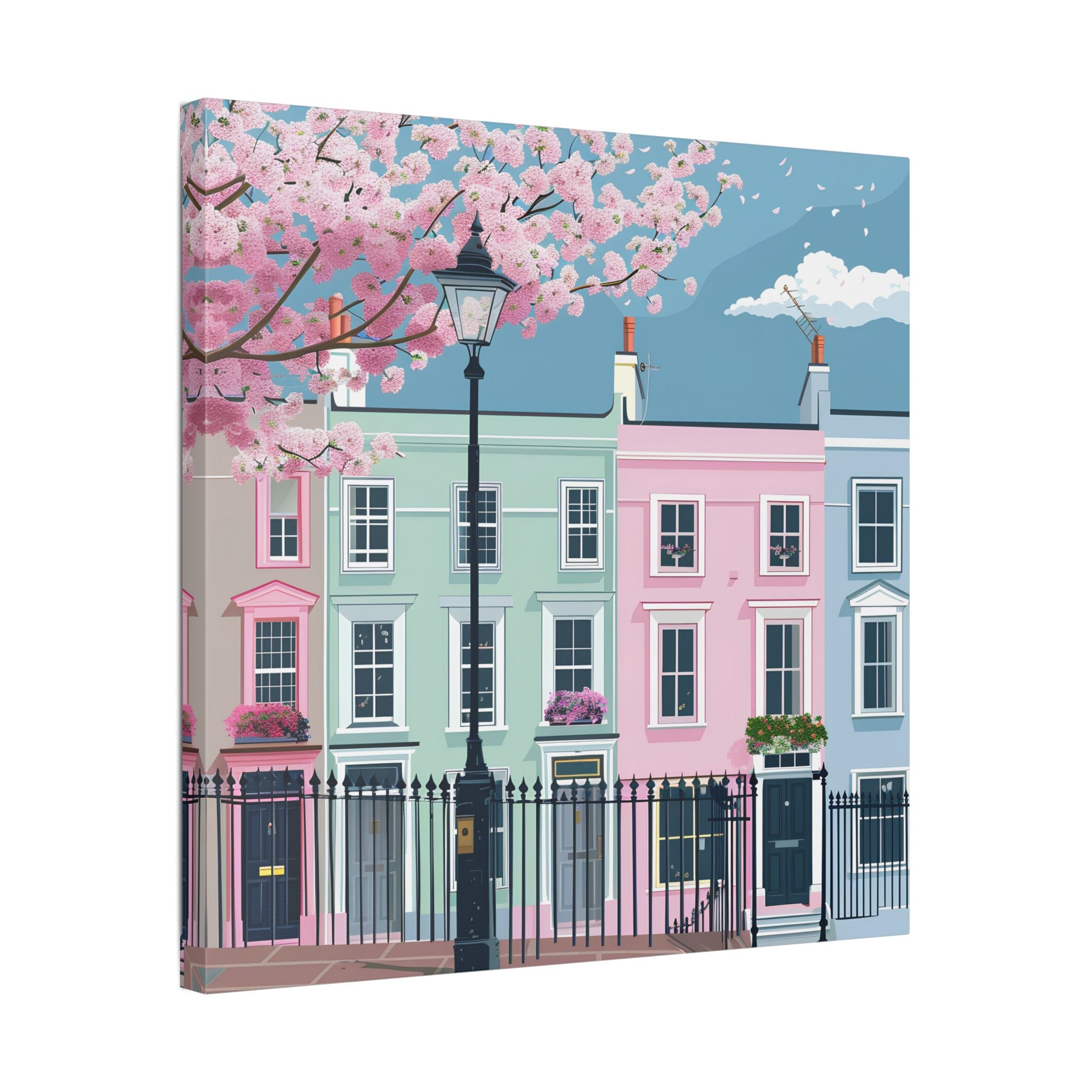 Pastel Row Houses London Canvas