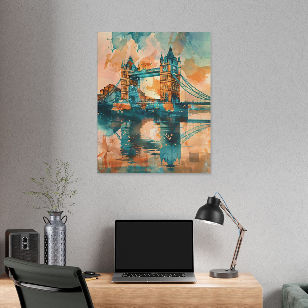 London Tower Bridge Watercolor Canvas Print
