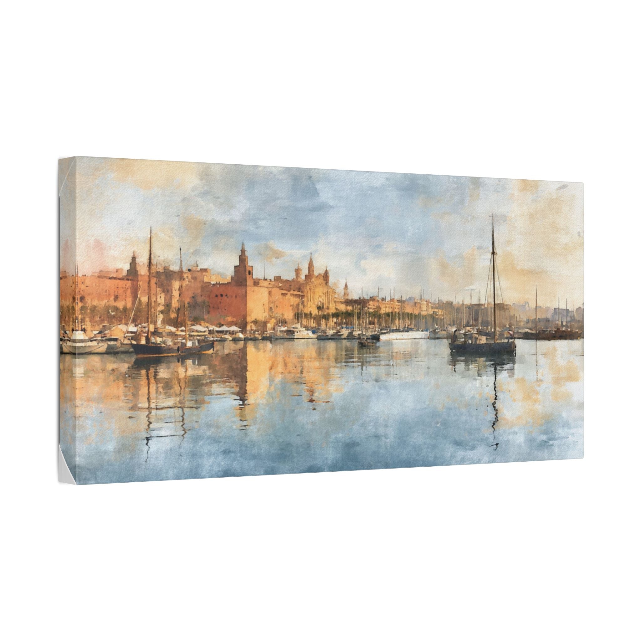 Barcelona Harbor Sunrise Canvas