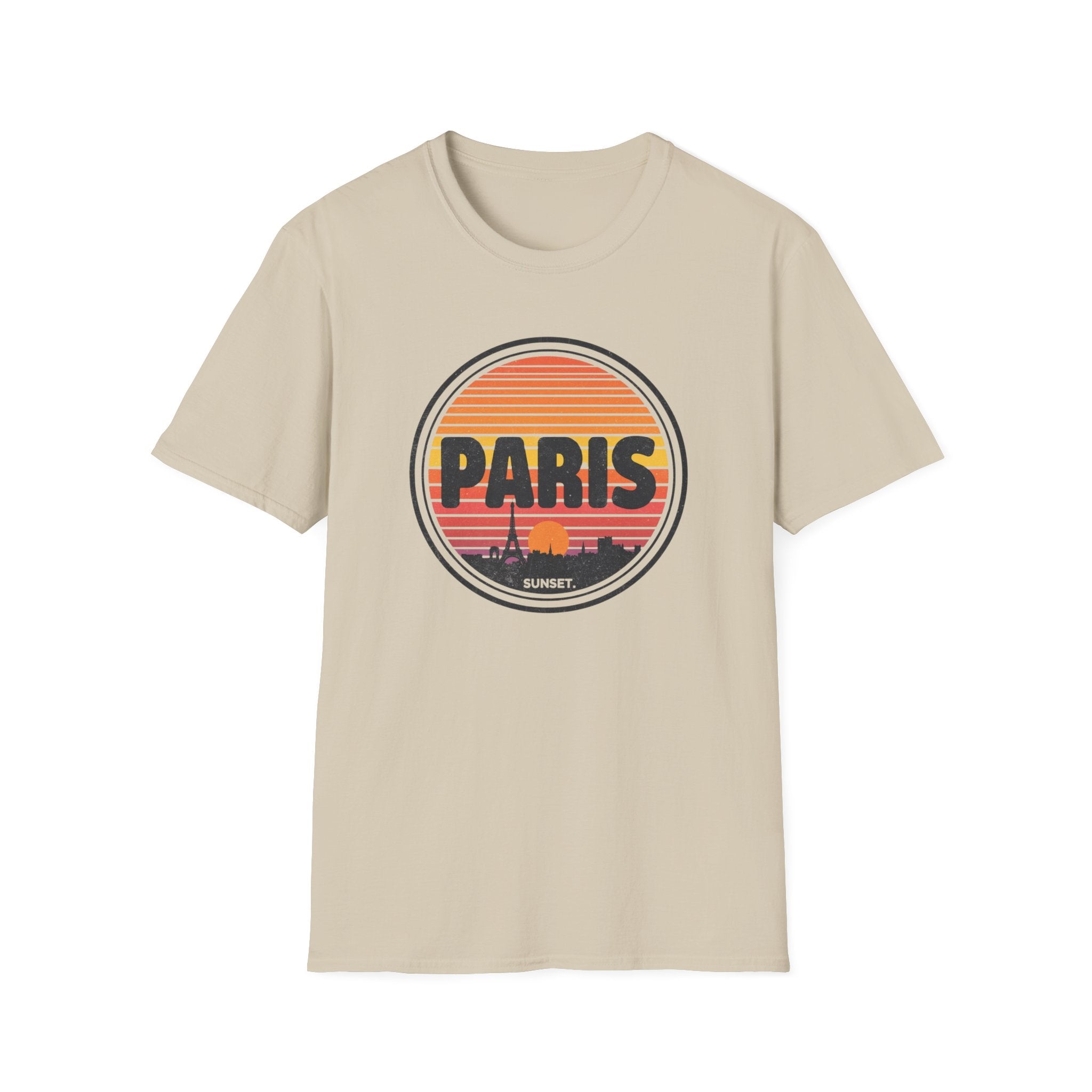 Paris Sunset T-Shirt — Retro Eiffel Tower Travel Tee