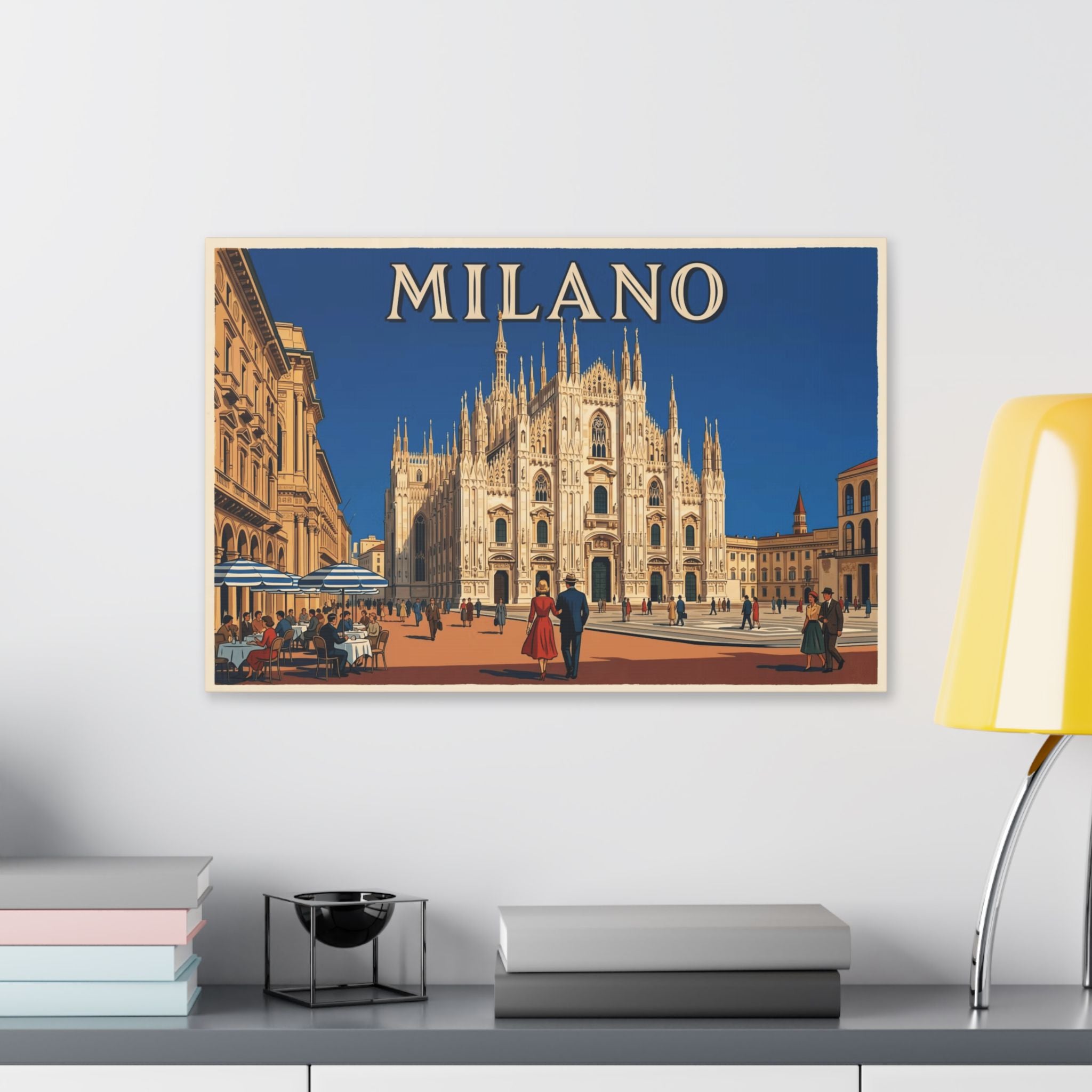 Milano Duomo Travel Canvas Print – Vintage Italian Poster Wall Art