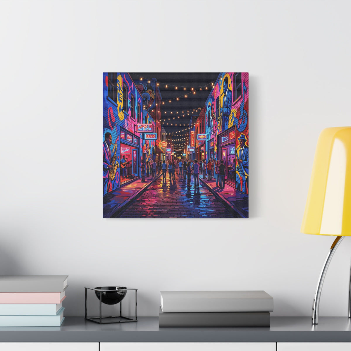 Dallas Deep Ellum Street - Neon Nightlife Street Canvas — Vibrant Urban Alley Wall Art