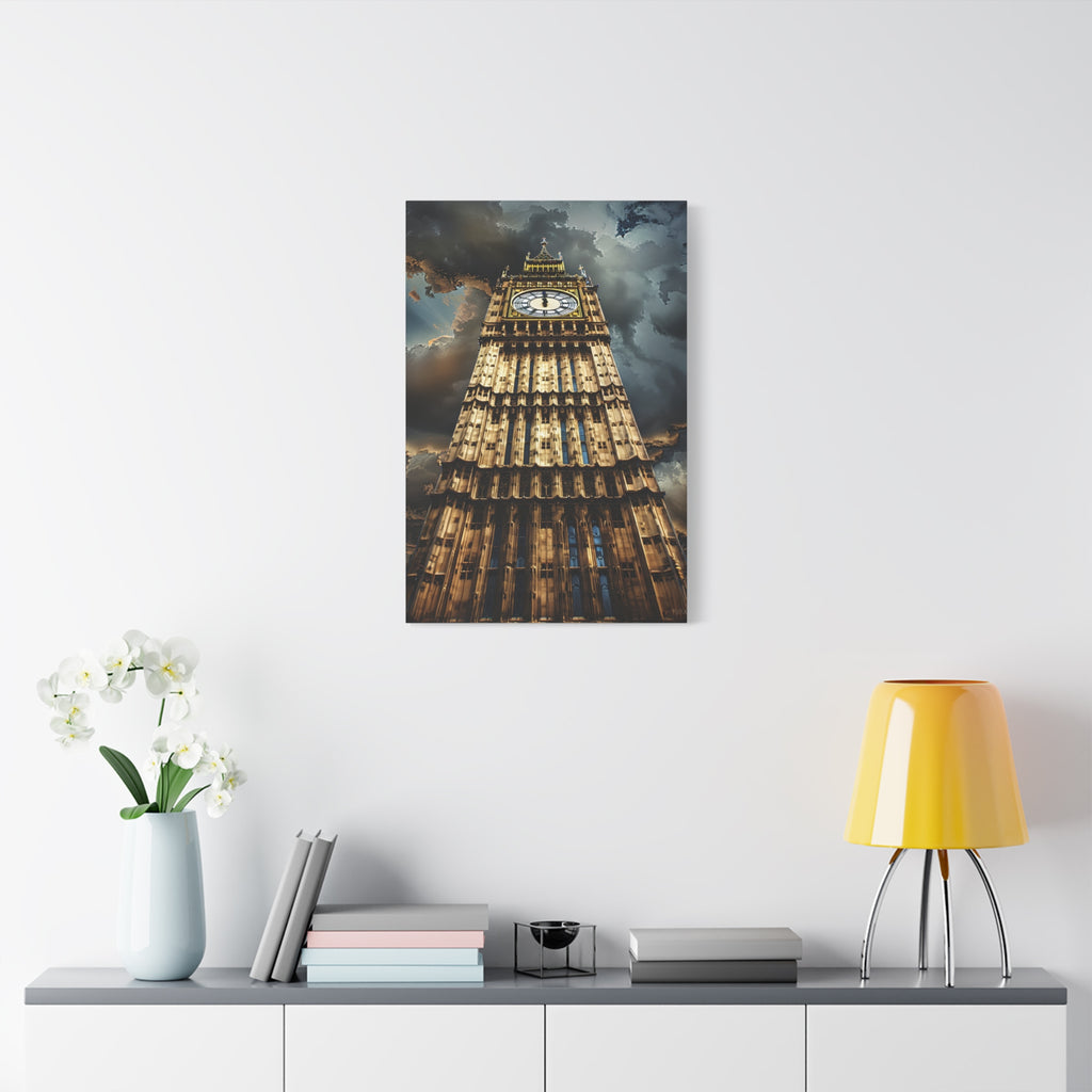 Big Ben London Canvas Wall Art — Dramatic Clock Tower Stretched Canvas