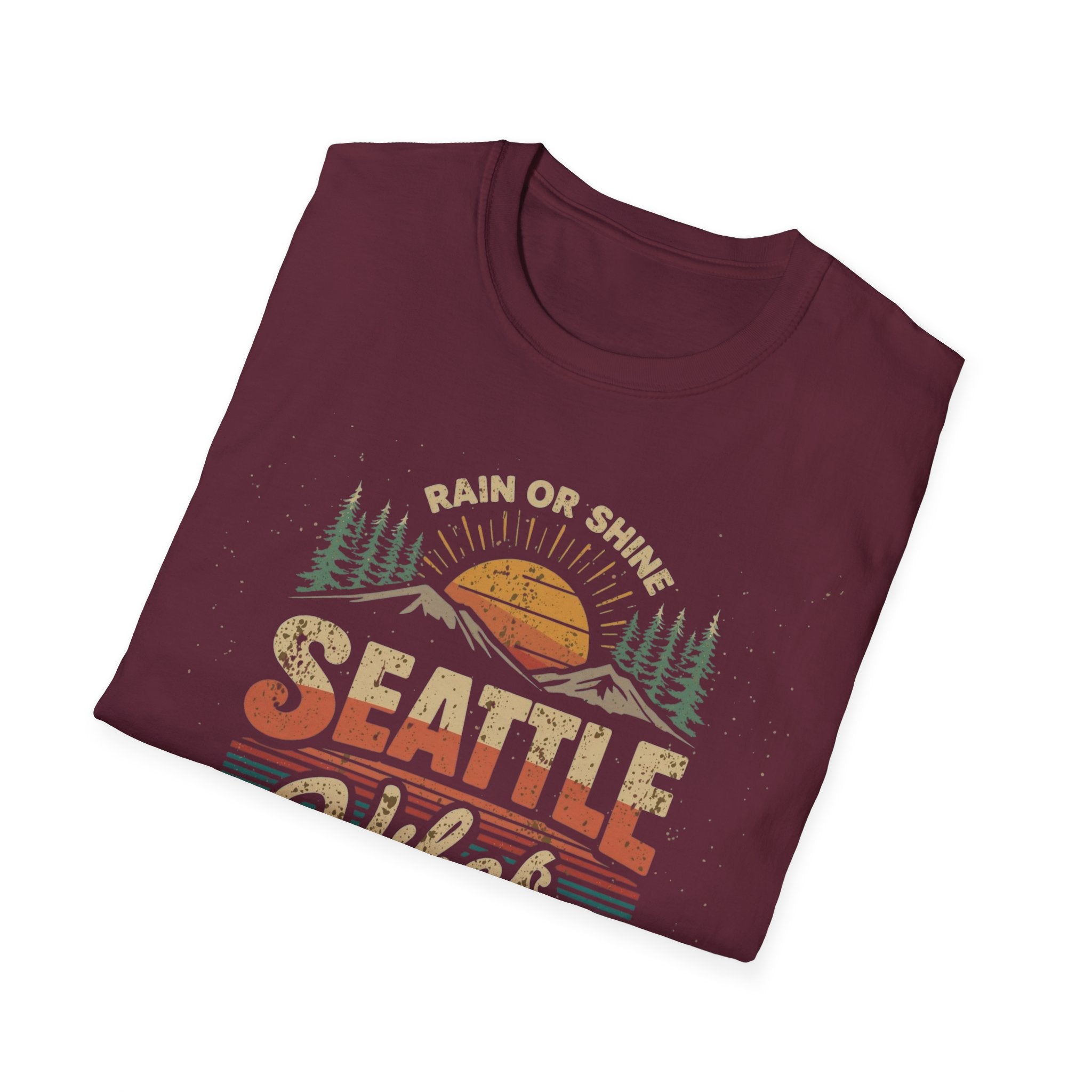 Seattle Vibes T-Shirt — "Rain or Shine" Retro Sunset Tee