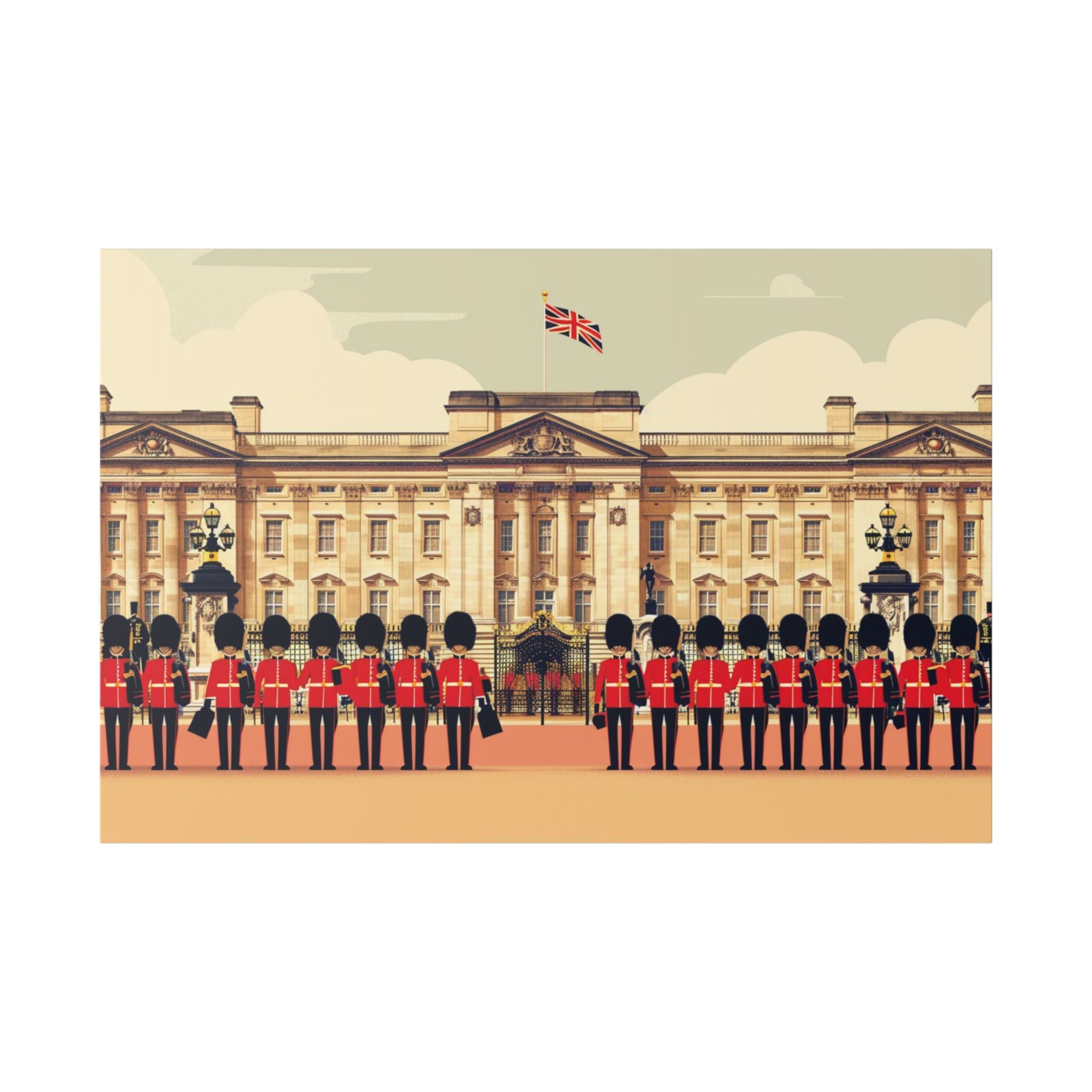 Buckingham Palace Guards Canvas Wall Art — British Royal Guard Illustration
