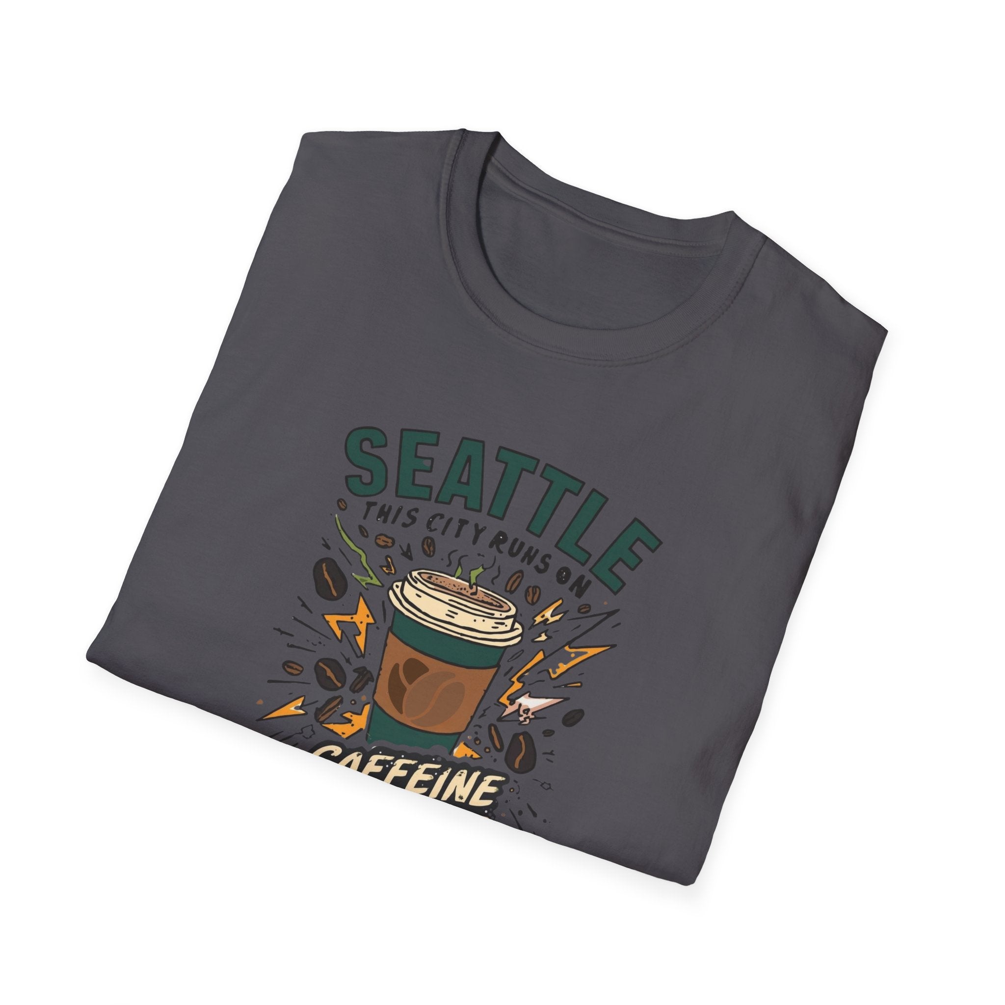 Seattle Caffeine Chaos T-Shirt – This City Runs on Coffee Graphic Tee