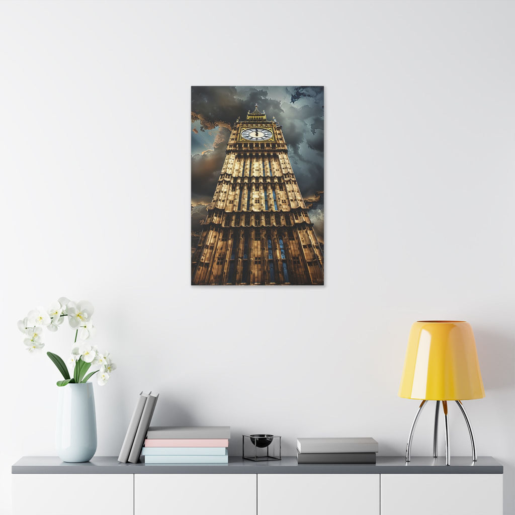 Big Ben London Canvas Wall Art — Dramatic Clock Tower Stretched Canvas