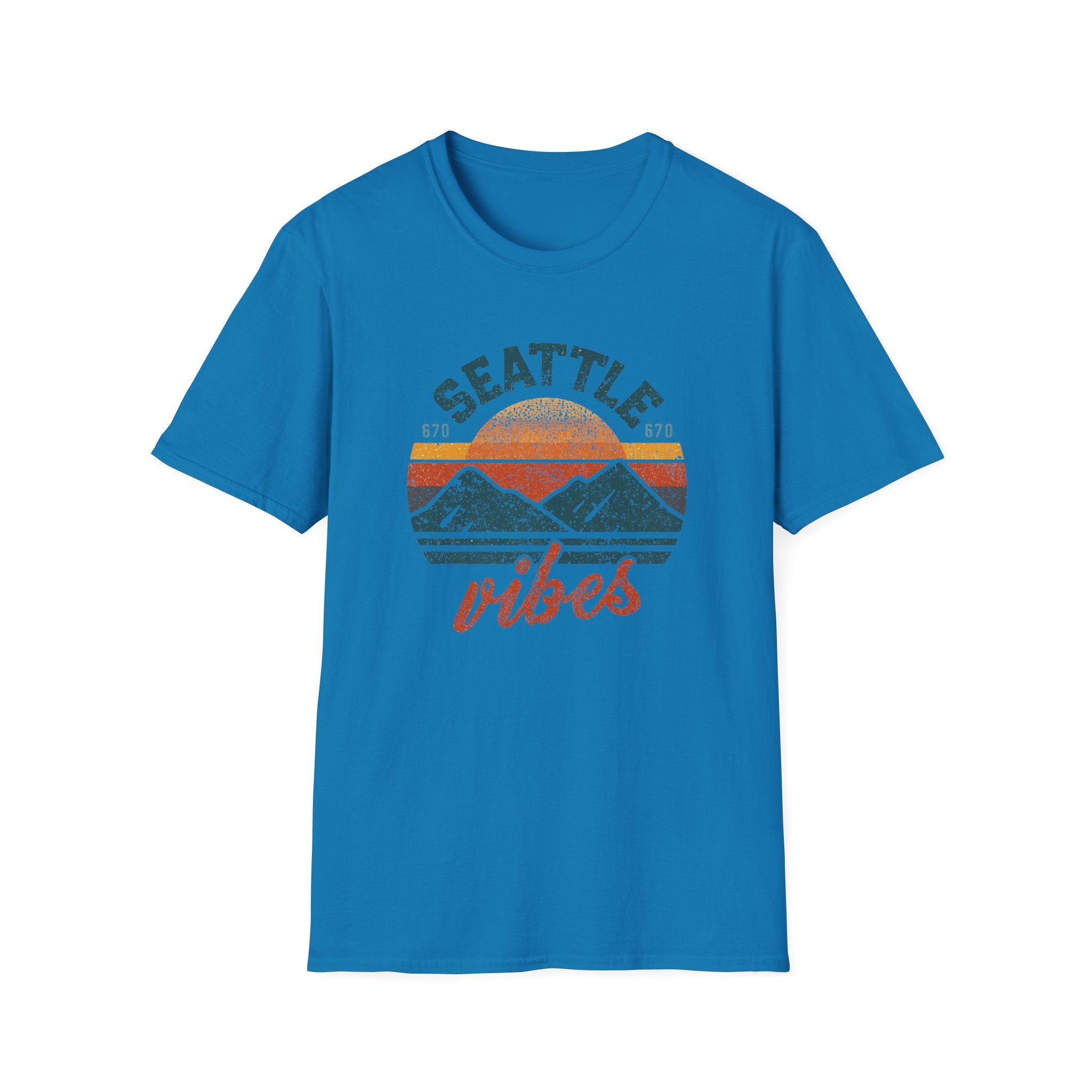 Seattle Vibes T-Shirt — Retro Mountain Sunset Graphic Tee