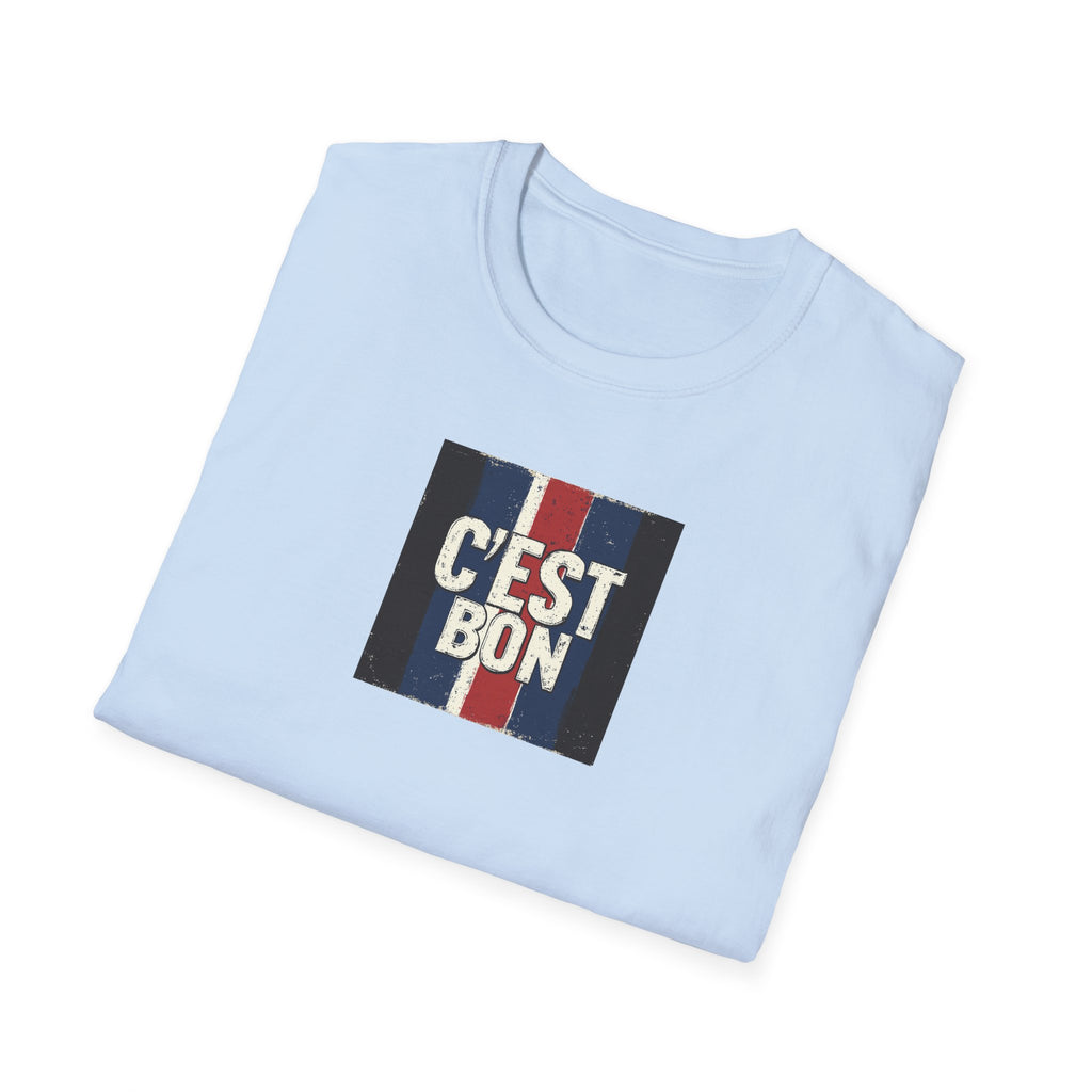 C'est Bon French Flag Stripe T-Shirt | Retro French Phrase Tee