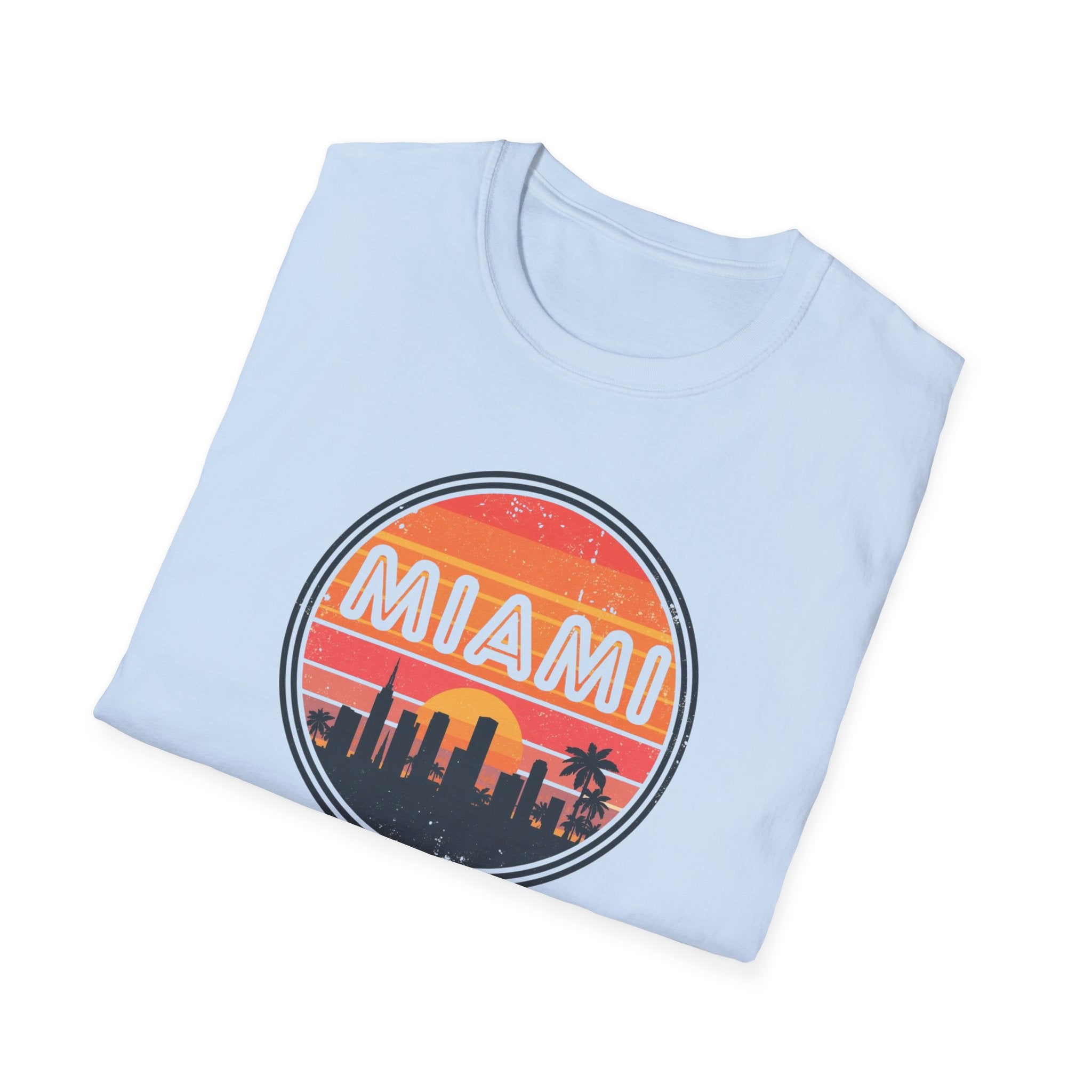 Miami Sunset T‑Shirt — Retro Beach Skyline Tee