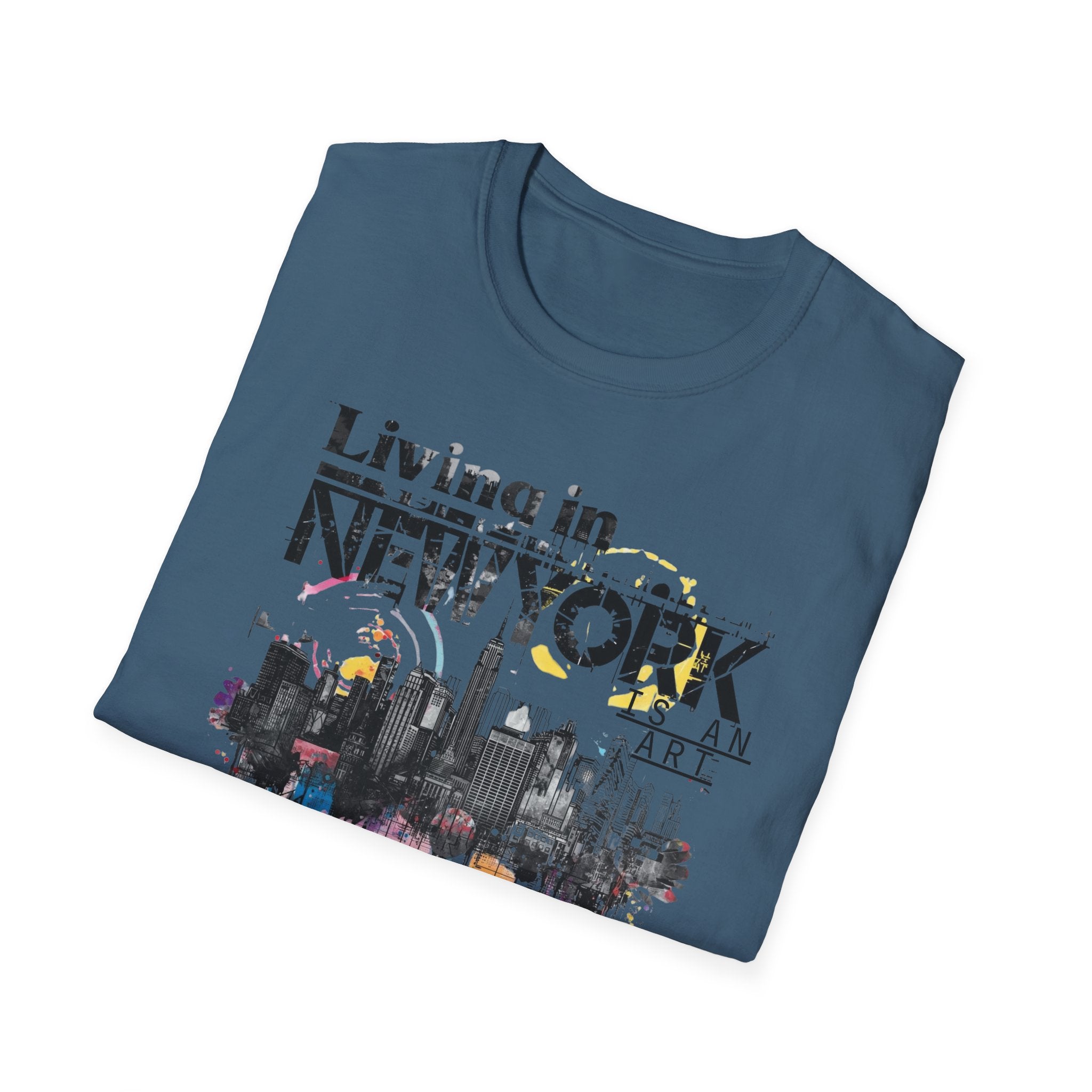 New York Skyline T-Shirt — 'Living in New York' Urban Watercolor Tee