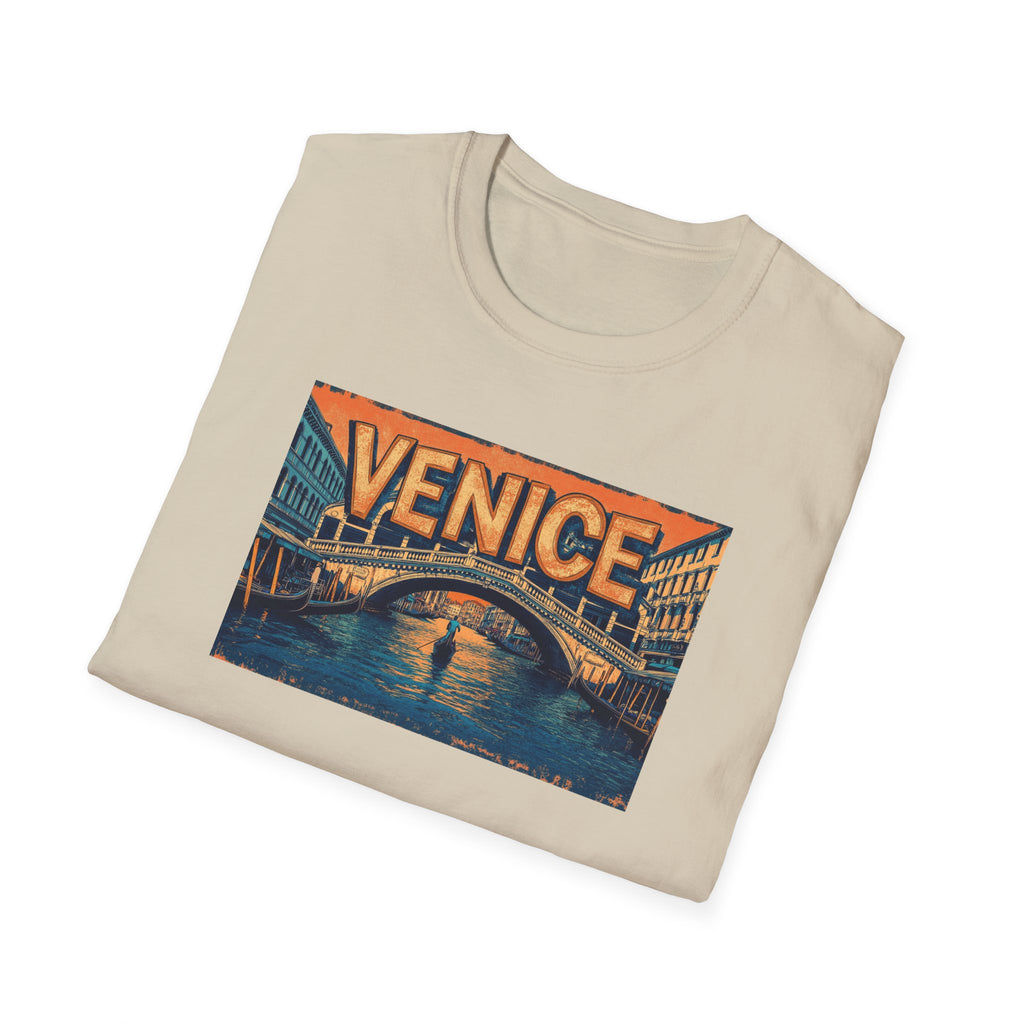 Venice Vintage Canal Poster T-Shirt | Gondola Bridge Italy Travel Tee